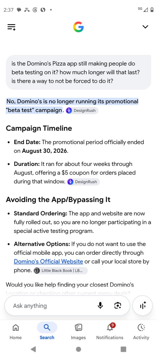 DannyOcchipinti's tweet photo. Domino's Pizza beta testing required on their app ended last month! Whew 😅! #dominospizza #dominos https://t.co/3k4GJ05NXh