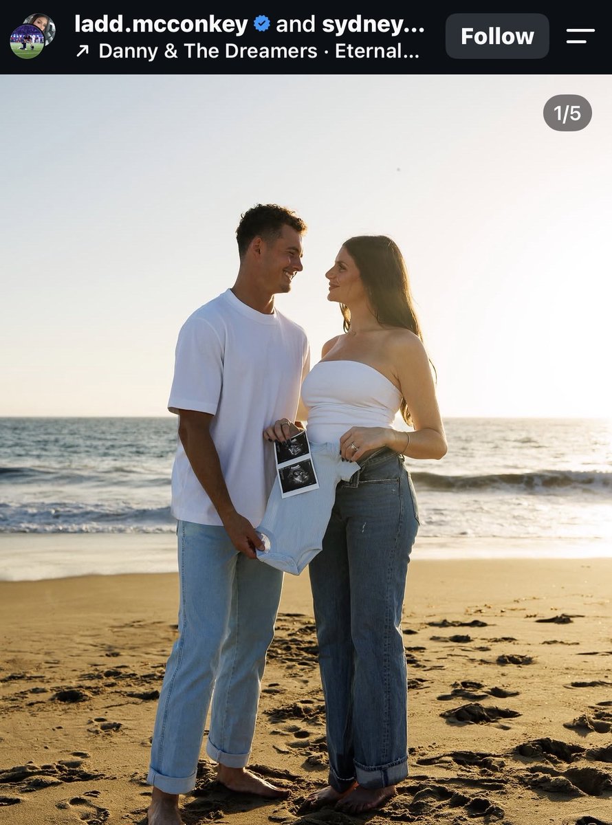 NFL_DovKleiman's tweet photo. Congrats! Chargers star WR Ladd McConkey and his wife Sydney announced that they are expecting their first child together a baby boy.

Ladd and Sydney have been together since elementary school.

Congratulations to the gorgeous couple ❤️ https://t.co/ciIW173mNe