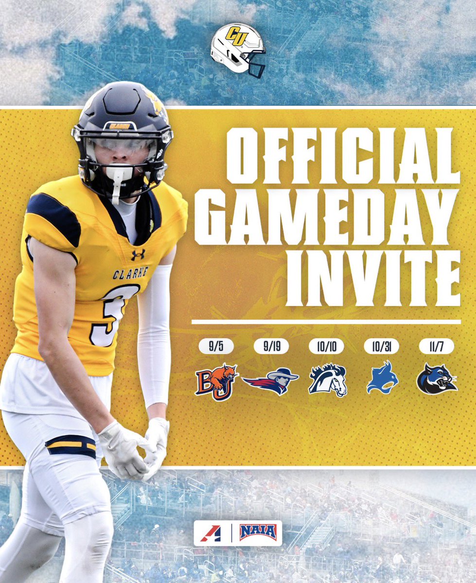 adampfeiffer101's tweet photo. I’m excited to visit and meet staff this weekend at Clarke vs MidAmerica Nazarene!
@ClarkePrideFB @_CoachSisnerosD https://t.co/pwtwj82sFc
