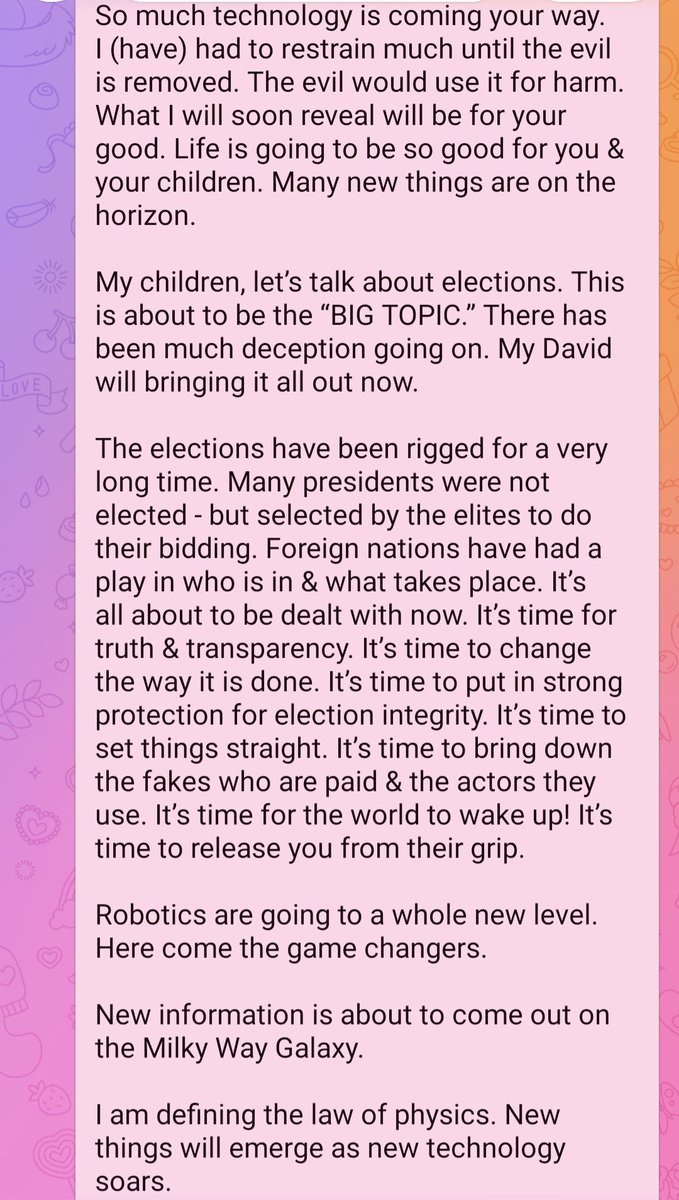 CaliAndreaCali's tweet photo. The Lord's Glory with Lori 
9-17-26
MOUNTAINS WILL MOVE

Spend Time Alone With Me
Time Travel Not Possible in Earthly Realm - Possible in the Spirit
Many Will Say, "I am from the future." Don’t Let Them Fool You!
Election Integrity 
Robotics
Milky Way Galaxy 
Laws of Physics https://t.co/lfjQSWcJVW