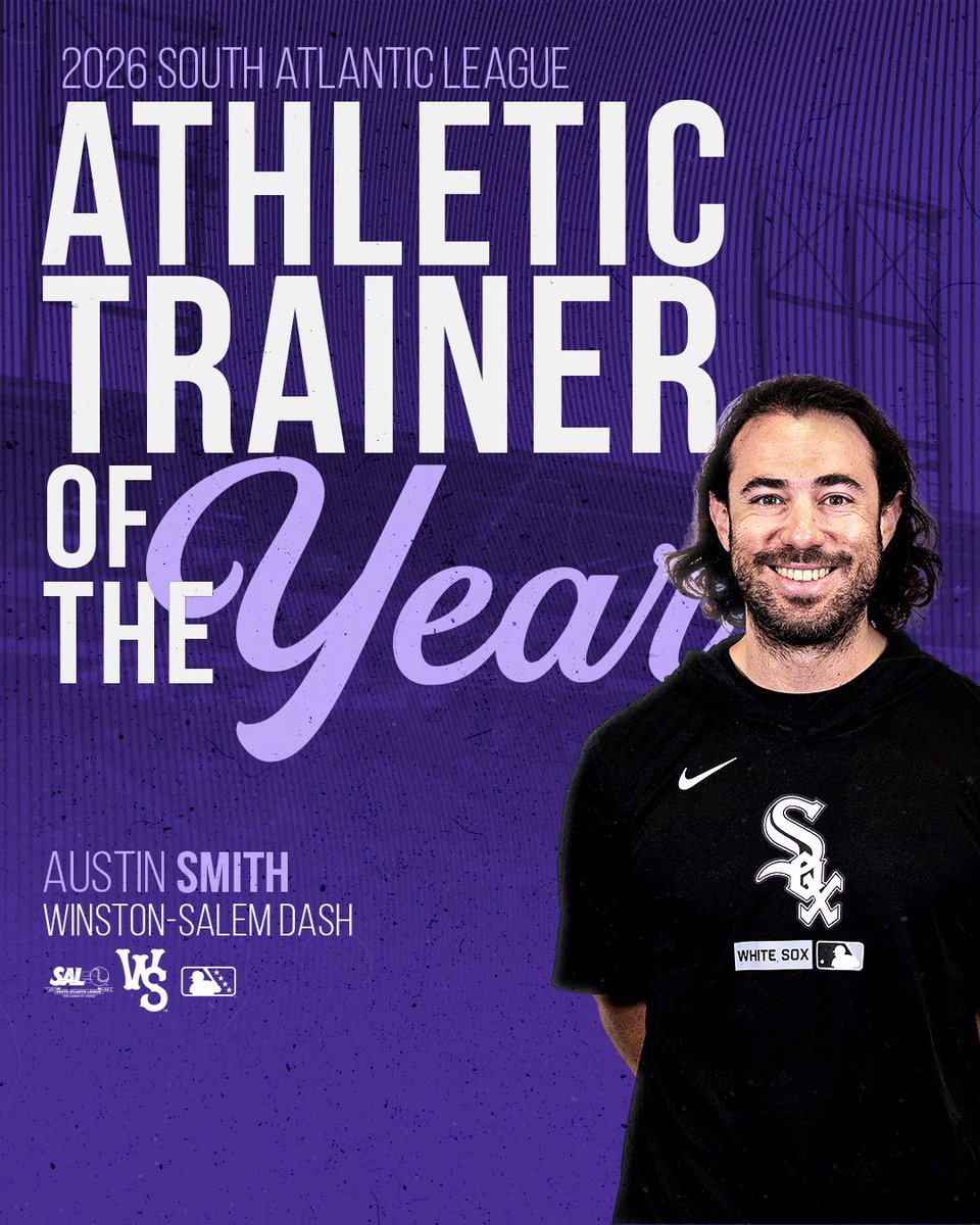 WSDashBaseball's tweet photo. Congratulations to Dash Athletic Trainer, Austin Smith, on being named South Atlantic League Athletic Trainer of the Year! 👏 https://t.co/QZduLvJRpE