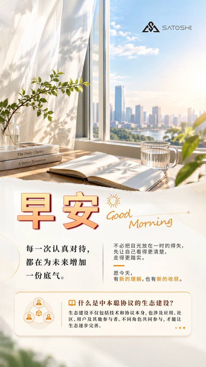 Lxinr2x's tweet photo. ☀️ 早安

📚不急着计较一时得失，
先让自己看得更清楚，
走得更踏实。🧭

🚀愿今天的你，
有新的理解，也有新的收获。✨

#中本聪协议 #SPR #早安 #持续学习 #稳步成长 #长期主义 https://t.co/nTJCd7AZfc