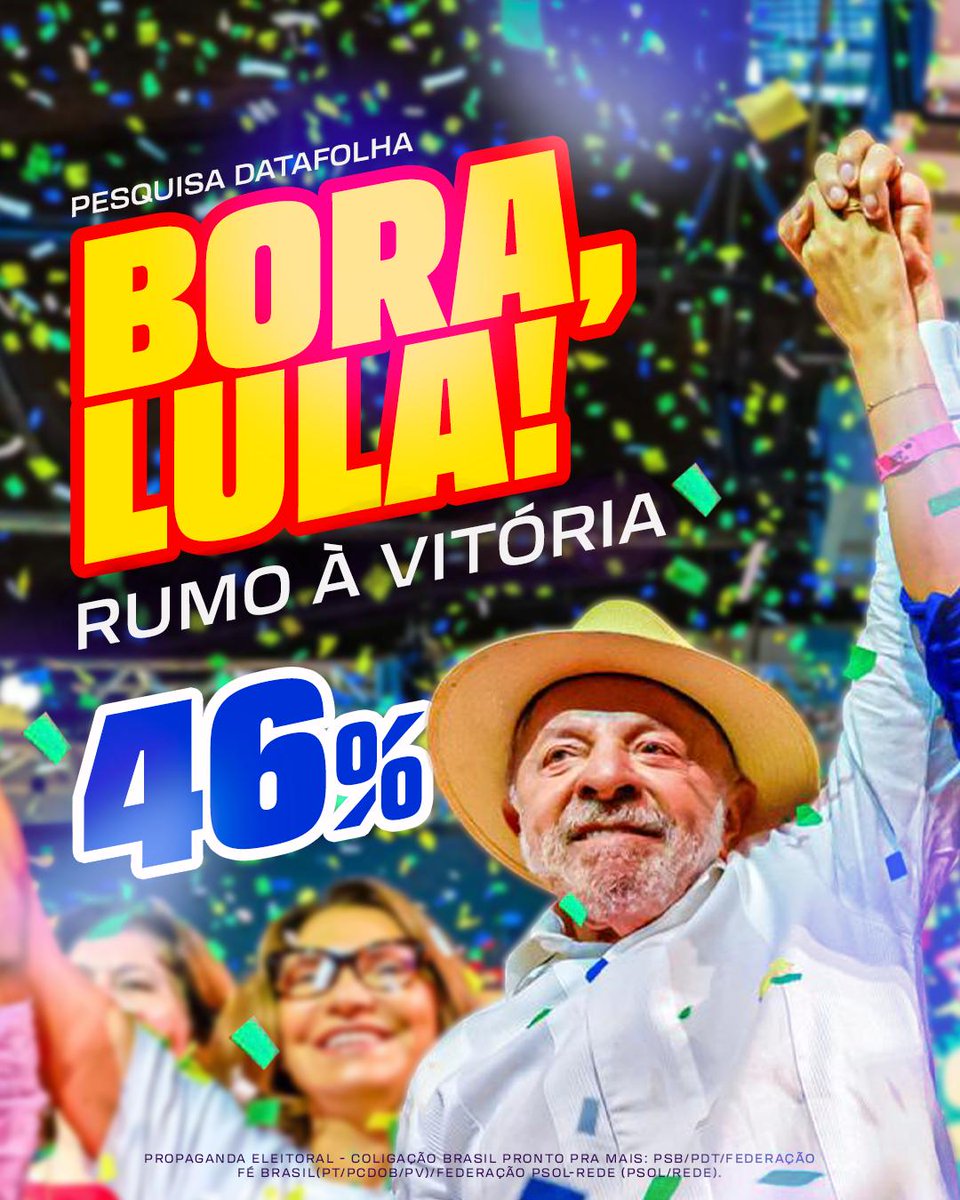 HoracioBridon's tweet photo. 🇧🇷 LULA LIDERA NO PRIMEIRO E NO SEGUNDO TURNO! BORA, LULA! 🚀

A pesquisa Datafolha mostra Lula liderando tanto no primeiro quanto no segundo turno!

Agora é a reta final! Vamos conversar com todo mundo e lutar por cada voto! ✊

O Brasil está pronto pra mais!  Vamos juntos rumo à vitória! ❤️