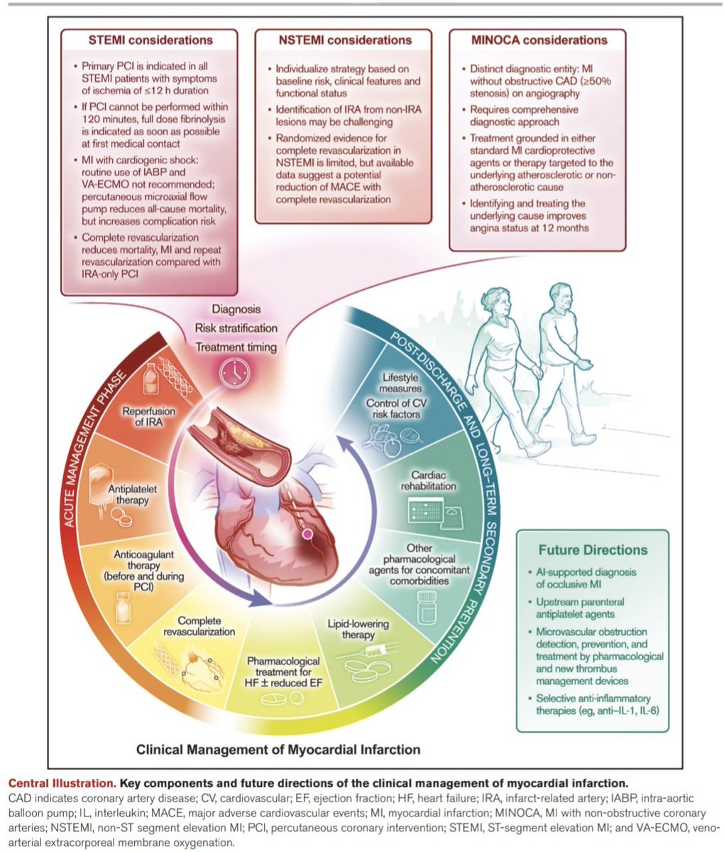 javier20ch's tweet photo. Manejo actual del Infarto de Miocardio. 🫀💊
👨‍⚕️💬 Buena revisión, un resumen concreto de la evidencia sobre los puntos mas importantes del IAM: reperfusión, choque cardiogénico, antiagregantes, revascularización completa, prevención secundaria, inflamación, MINOCA.
💡✔️Repaso breve ideal para estudiantes o médicos internos de pregrado. 📖👍🏻
🚫No le llamaría "state of the art" porque siguen usando la definición/clasificación de la 4ª Def. Universal. 🫤

📝🆓️⤵️
DOI: 10.1161/CIRCULATIONAHA.126.079317
https://t.co/oB5GivCrIg