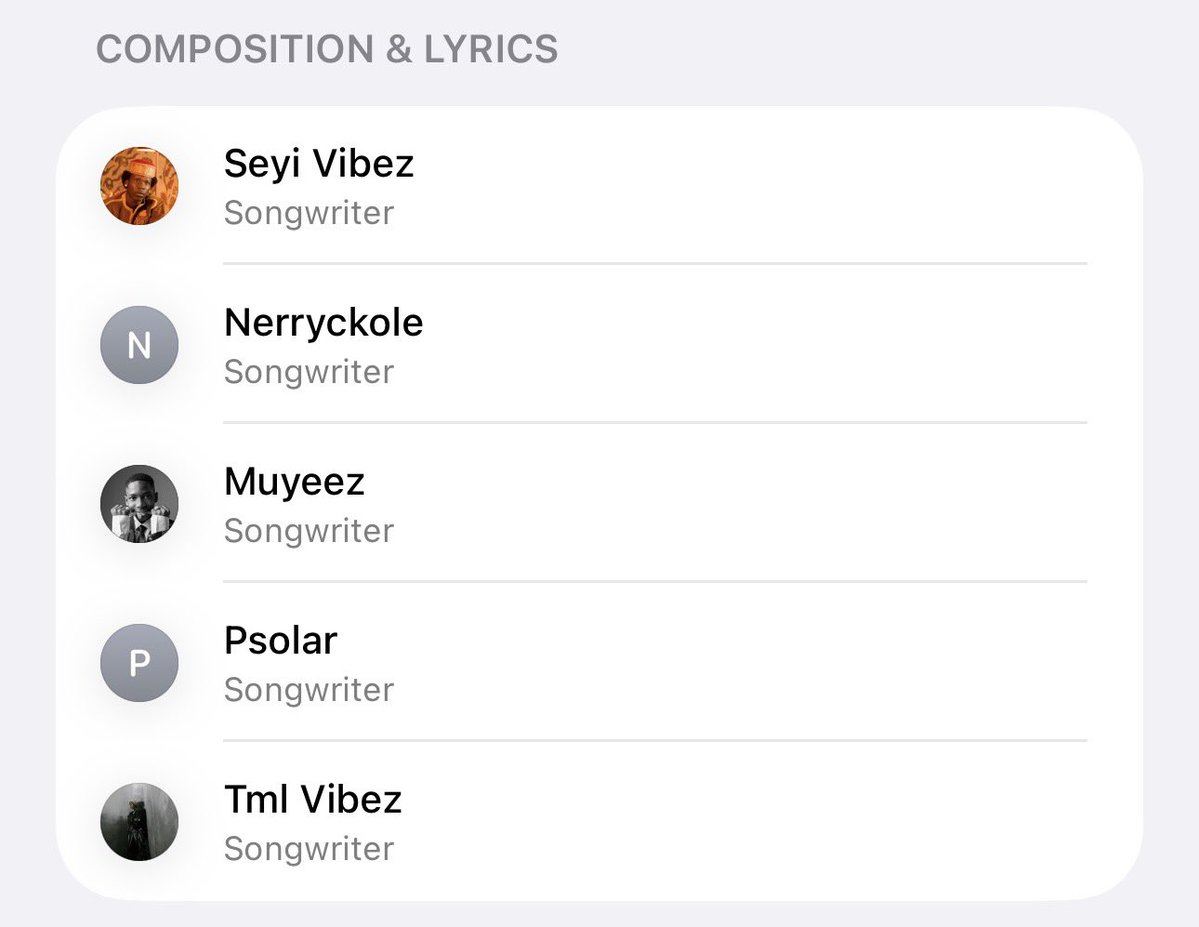 AlbumTalksHQ's tweet photo. 🚨 “ALAFIA” off Seyi Vibez’ “SWAGGU” album includes writing credits from:

• Muyeez
• TML Vibez
• Nerryckole
• PSolar 

Vibez Inc all-star reunited. 👏🎙️ https://t.co/lNso9QpQIm