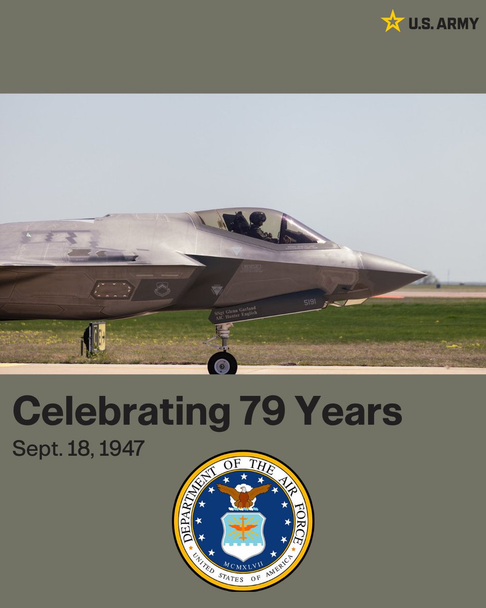 USArmyFortSill's tweet photo. ✈️ Happy Birthday, U.S. Air Force!

Fort Sill is proud to train alongside our Air Force teammates, strengthening joint readiness and building partnerships that make our force stronger.

Here’s to 79 years of airpower, partnership and service! 🇺🇸

#JointForce #OneTeamOneFight https://t.co/Xam8Ecnl62