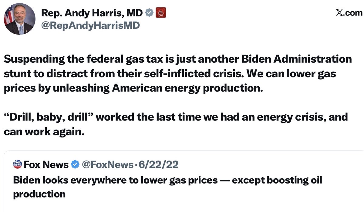 SundaeDivine's tweet photo. @RepAndyHarrisMD Andy Harris: “You can’t use my own words against me.”
Democracy: “That is, unfortunately, one of the main features.” https://t.co/Ya4dZdWYnQ