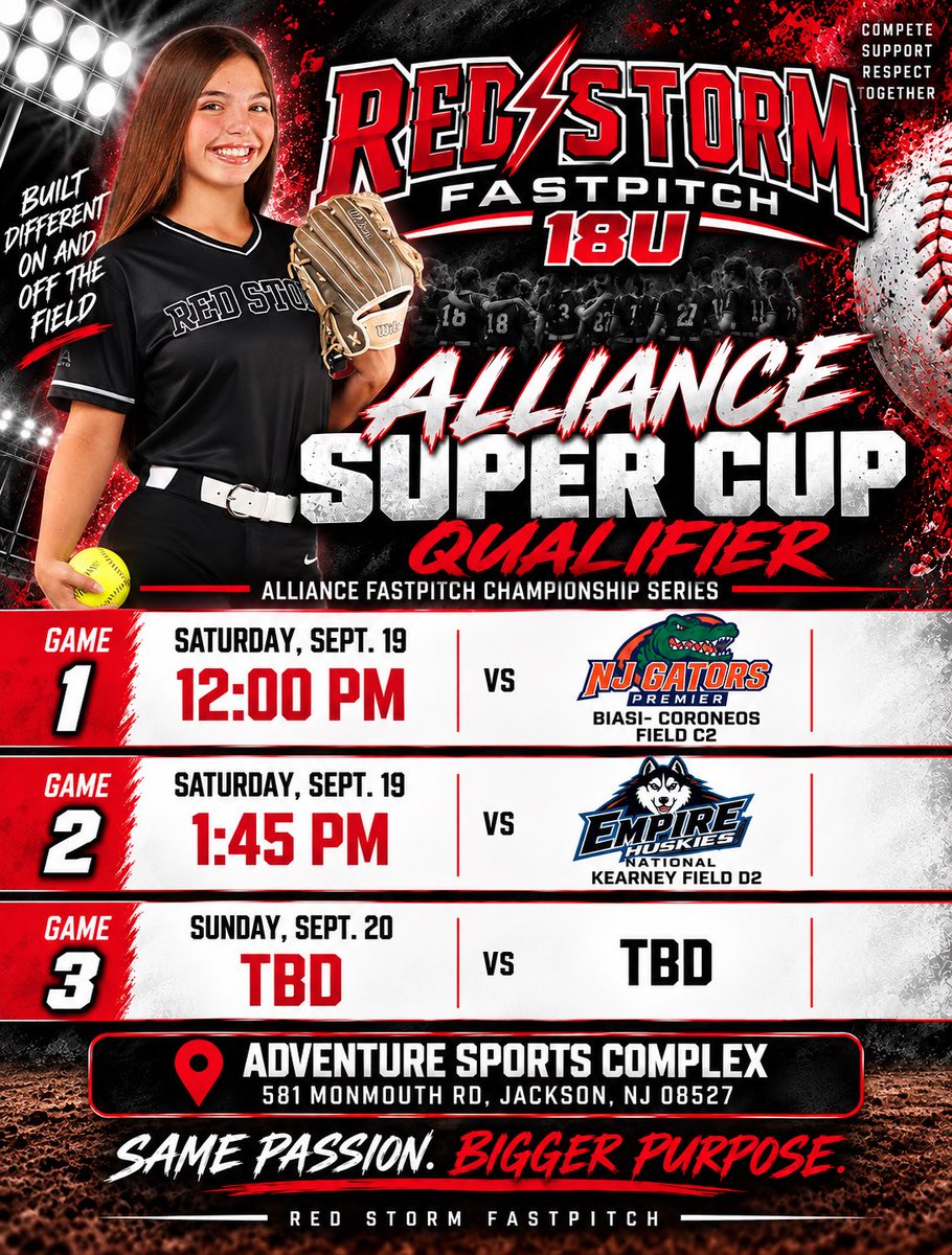 PieraCampagna's tweet photo. College coaches—I’ll be competing with Red Storm 18U this weekend at the Alliance Super Cup Qualifier in Jackson, NJ! 🥎⚡️

Sat. 9/19: 12 PM &amp; 1:45 PM
Sun. 9/20: TBD

Piera Campagna | 2028 | C/SS/OF | #3

#SoftballRecruiting #ClassOf2028 https://t.co/PIC6MAx4wU