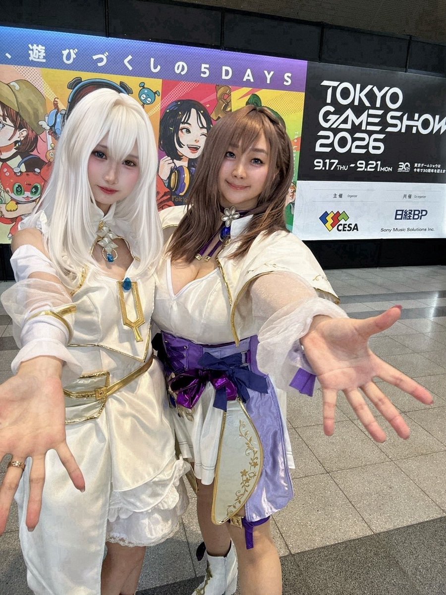 ako_081's tweet photo. おはよう☀️💕

今日もぽえちゃんと一緒🫶💕
アートレイスタジオ
SONORIAブース「09-E16」にいます⭐️🎮

今日もいっぱい楽しもう〜🥰✨
会いにきてね💖

#TGS2026 #東京ゲームショウ

2人の衣装かわいいでしょ🥴💕
@cos_rabi2 https://t.co/vyLFepexg7