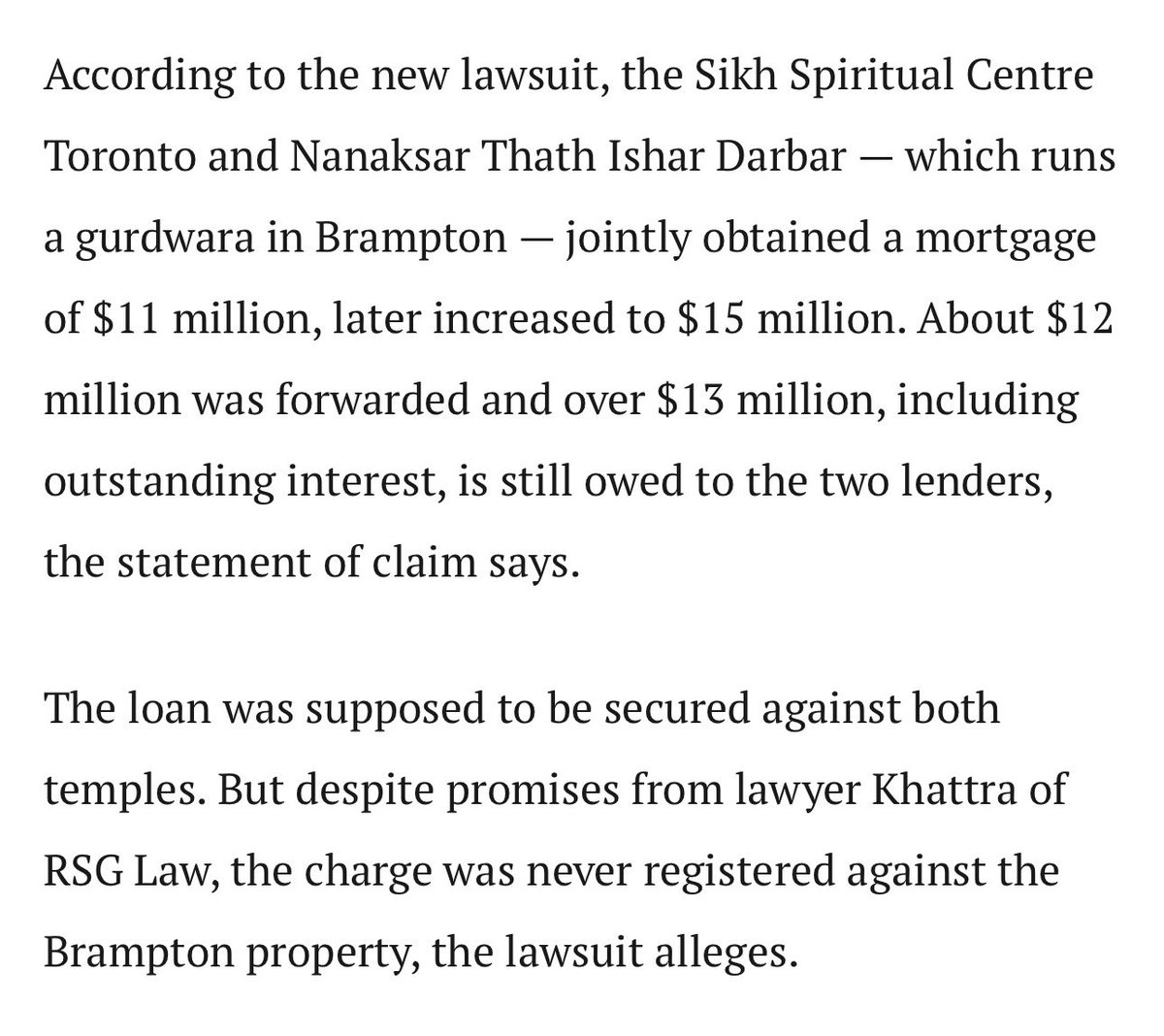 KanwarSierah's tweet photo. 🪯 𝗦𝗶𝗸𝗵𝘀 𝗶𝗻 𝗖𝗮𝗻𝗮𝗱𝗮 𝗻𝗲𝗲𝗱 𝘁𝗼 𝗿𝗲𝗮𝗱 𝘁𝗵𝗶𝘀 👇

These are serious allegations. 

𝗕𝗿𝗮𝗺𝗽𝘁𝗼𝗻 𝗚𝘂𝗿𝘂𝗱𝘄𝗮𝗿𝗮 𝗱𝗲𝗳𝗮𝘂𝗹𝘁𝗶𝗻𝗴 𝗼𝗻 𝗹𝗼𝗮𝗻𝘀.

But bigger question that our community needs to ask: 𝗪𝗵𝗲𝗿𝗲 𝗶𝘀 𝘁𝗵𝗶𝘀 $𝟭𝟱 𝗺𝗶𝗹𝗹𝗶𝗼𝗻 𝗮𝗺𝗼𝘂𝗻𝘁 𝗴𝗼𝗻𝗲?

Enough is Enough. 

National Post https://t.co/bkdR2lMQZ9 via @nationalpost