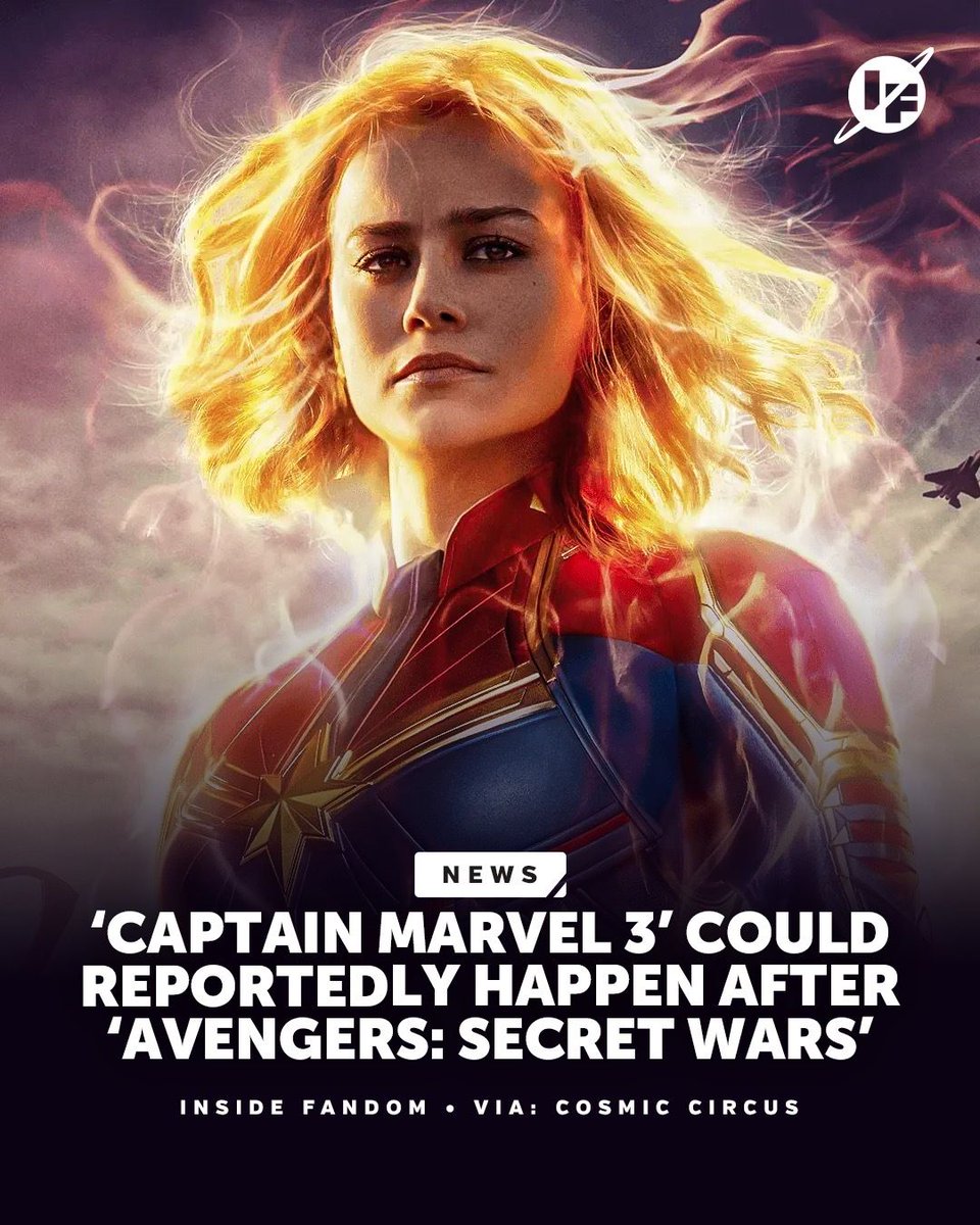 InsideFandom's tweet photo. Marvel Studios could reportedly develop ‘CAPTAIN MARVEL 3’ after ‘AVENGERS: SECRET WARS.’ https://t.co/Yy9sQqpqXX