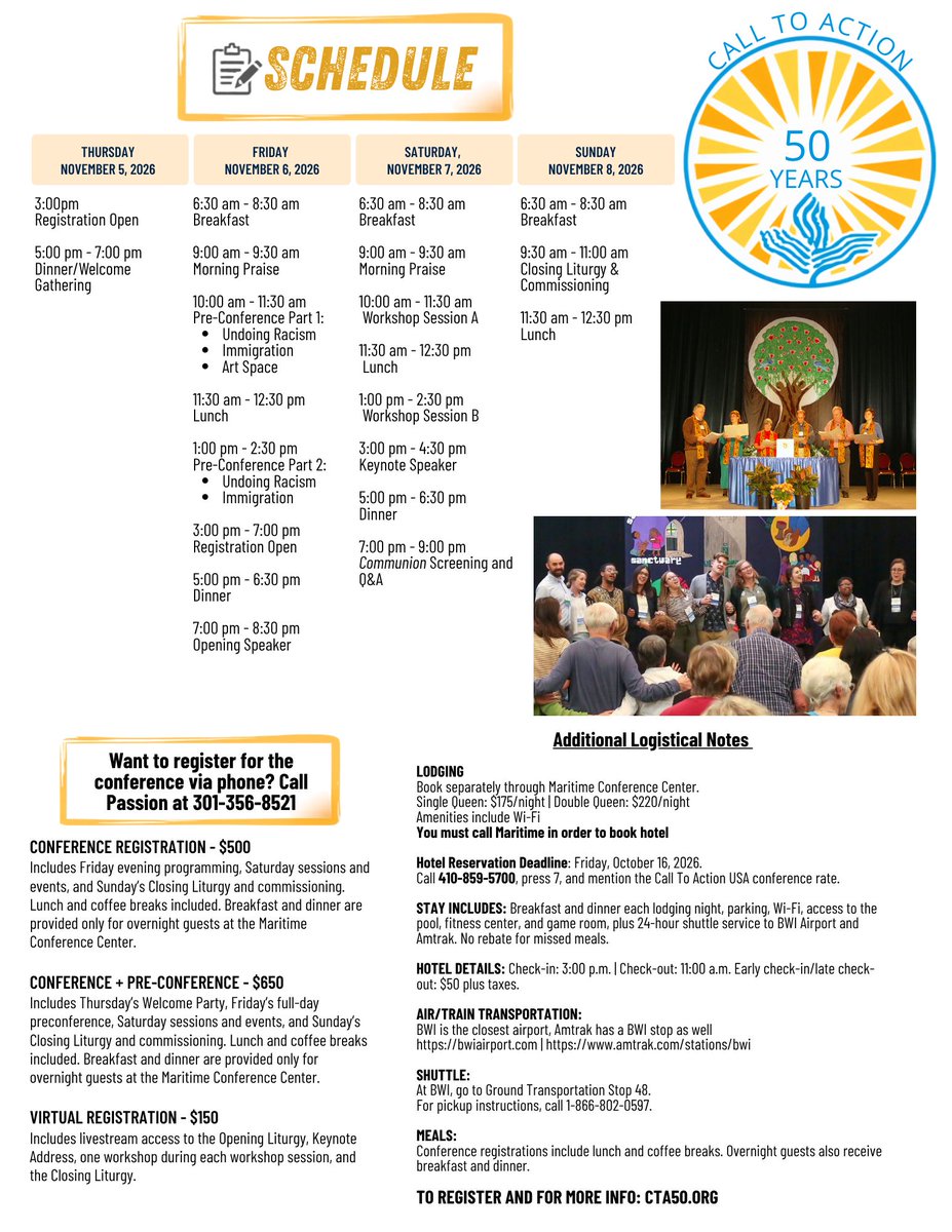 CTACatholics's tweet photo. Are you planning on joining us in Baltimore in November? Check out the one pager below for details about our 50th Anniversary conference and then read this letter from our ED Black Moses about how to get a discount on registration: https://t.co/GWm1EYgD3X https://t.co/vyZva3klHQ