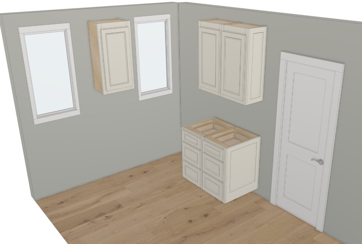 johnablackwell's tweet photo. Burned through my Astra allowance even on the $200 Pro plan tinkering with Mozaik. That first cabinet width change had quite an R&D budget.

Had to switch to Grok Build for the rest of the week. Now we’re placing cabinets, walls, windows and doors. Still an ugly kitchen though. Designer agent later.

Finally starting to look like a kitchen.