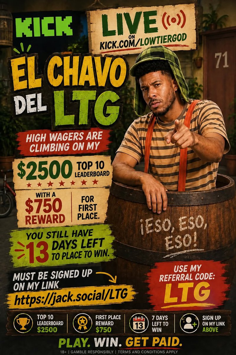 LowTiierGod's tweet photo. Live now 
https://t.co/pVmQ2NiXCm 

$2500 top 10 Leaderboard with a $750 reward for first place. You still have 13 days left to place to win.

https://t.co/whPOK7xRUE

Must be signed up on my link  https://t.co/k4rxh4WuD8
using my Refferal code: LTG https://t.co/Rc7BuffsJp