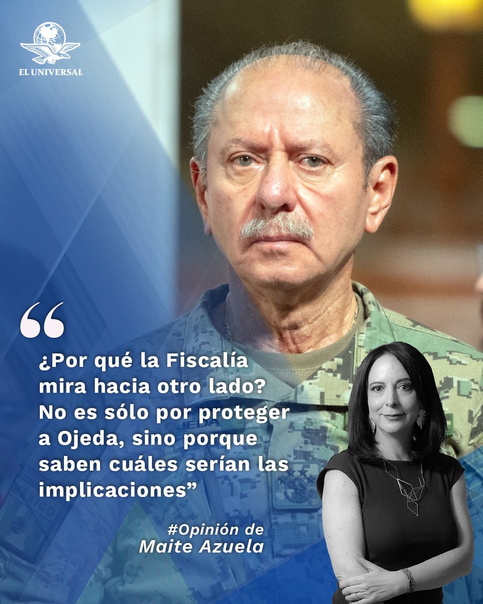 El_Universal_Mx's tweet photo. Almirante Ojeda Durán, a la vista | #Opinión de @maiteazuela 

"Investigarlo como imputado obliga a tres cosas: auditar seis años de militarización; revisar los ascensos que firmó Gobernación; y aclarar si Gertz informó a la Presidenta de una denuncia que no existe"
https://t.co/0PDNXO4OIr
