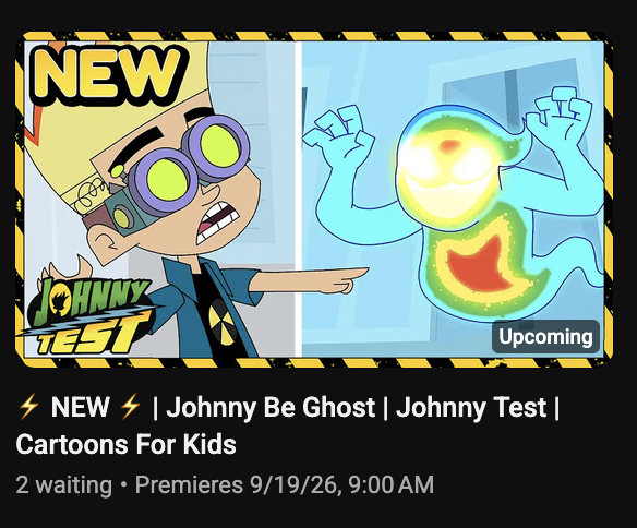KellytoyDK's tweet photo. in 2020 the Johnny Test youtube channel uploaded the first in a series of low budget webisodes called "the lost web series".  the first part was quickly deleted and no further episodes were released. 6 years later, one of the 13 missing episodes is set to premiere this saturday https://t.co/lkDvQJIhc2