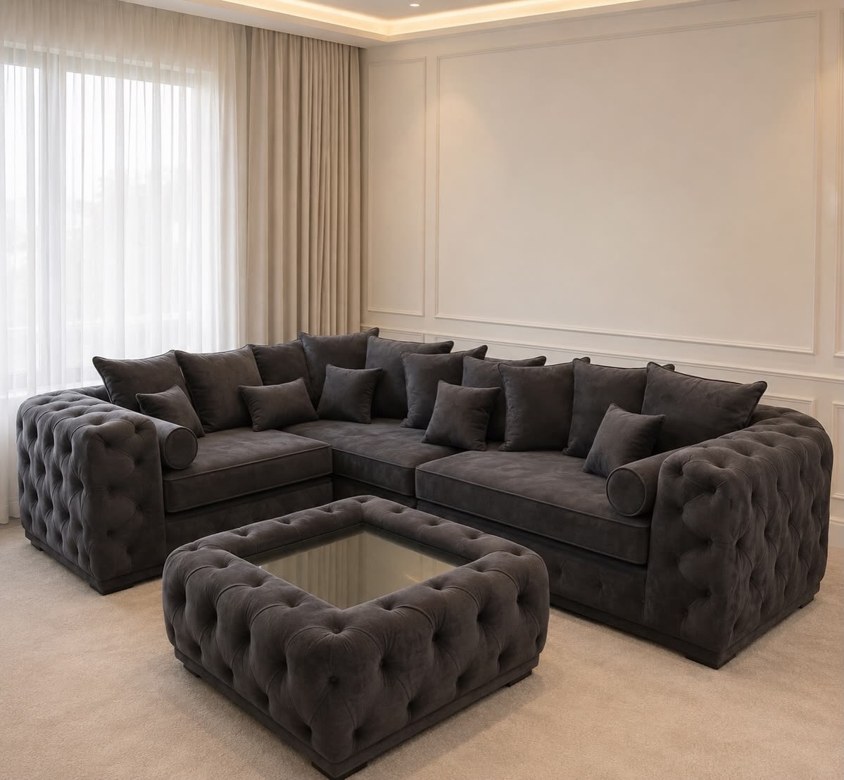 PingMahinqog5's tweet photo. Chesterfield Corner Sofa and Coffee Table Sale Now Live

• Classic Chesterfield design with an elegant corner layout 
• Includes a matching coffee table 
• Spacious, comfortable seating for any living space 
• Premium soft upholstery with https://t.co/0y4X7fDUNx