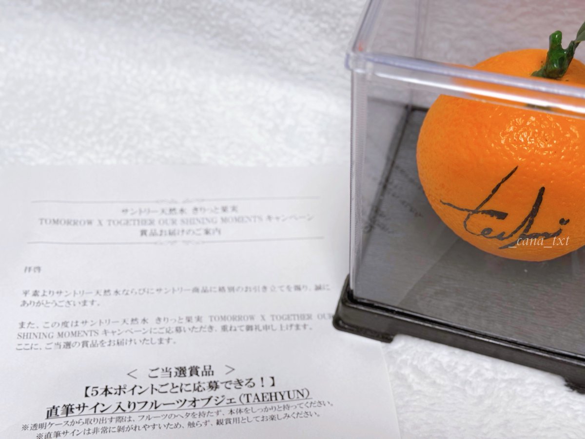 _cana_txt's tweet photo. まさかまさかの🥹🍊🤍🤍

少し早めの誕生日プレゼント🎁✨
めちゃくちゃ丁寧に梱包されてて、飾る用のケースにも入ってて感動…手袋して開けました🤲🏻
オレンジなのも嬉しい💭💞
本当にありがとうございますㅠㅠ♡
家宝の仲間入り🫶🏻

今も愛飲してるし、これからも飲み続けます😽🧡🤍
#きりっとヨグ推し https://t.co/Hsq1cBm7m9