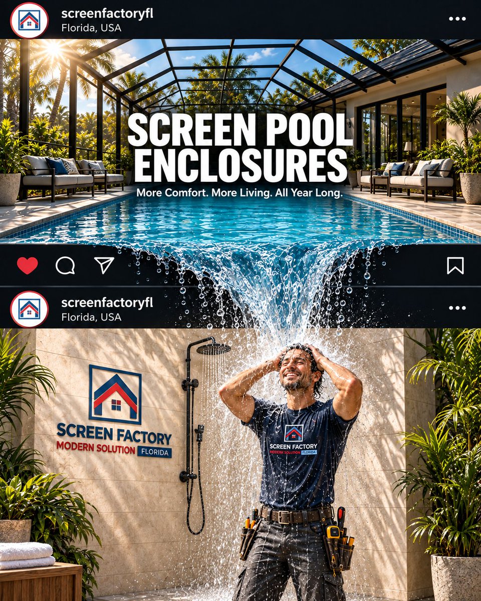 FactoryScreen's tweet photo. Florida sunshine belongs in your backyard. Mosquitoes and debris don’t. ☀️

Custom pool screen enclosures help you spend less time cleaning and more time enjoying your pool.

Your backyard could be next.
📞 941-259-4210
https://t.co/RIqVMFj8fa https://t.co/92mYENrFl3