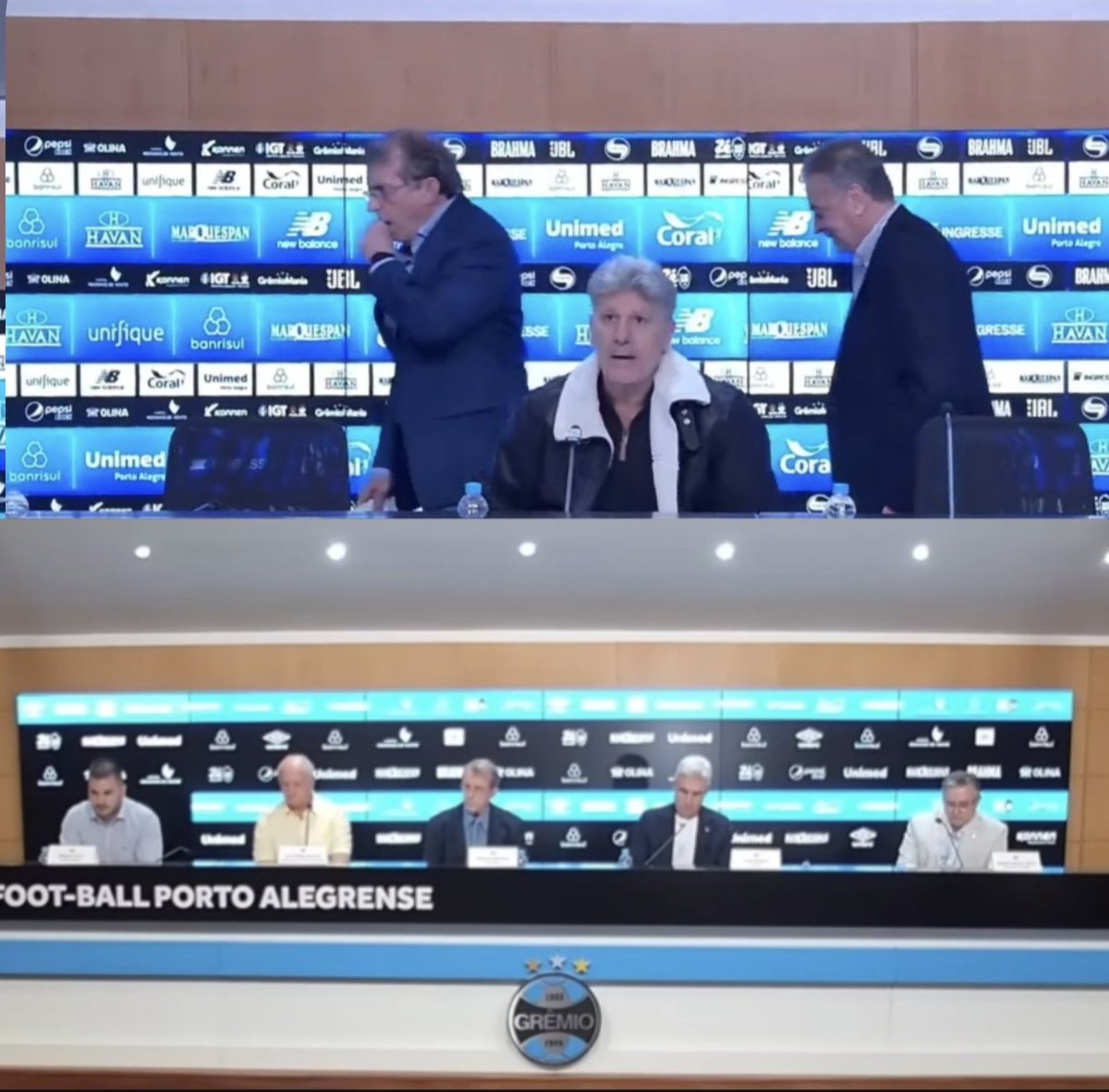 cdelabari's tweet photo. Disseram que trazer o Renato seria "jogar fora tudo que foi plantado". No desespero, foram buscar ele e largaram o cara sozinho na coletiva.
Na apresentação do Castro a mesa tava cheia; na hora do sufoco, sobrou só ele. Por isso ele tem que ter a chave do clube https://t.co/A6vNI8t1Ip