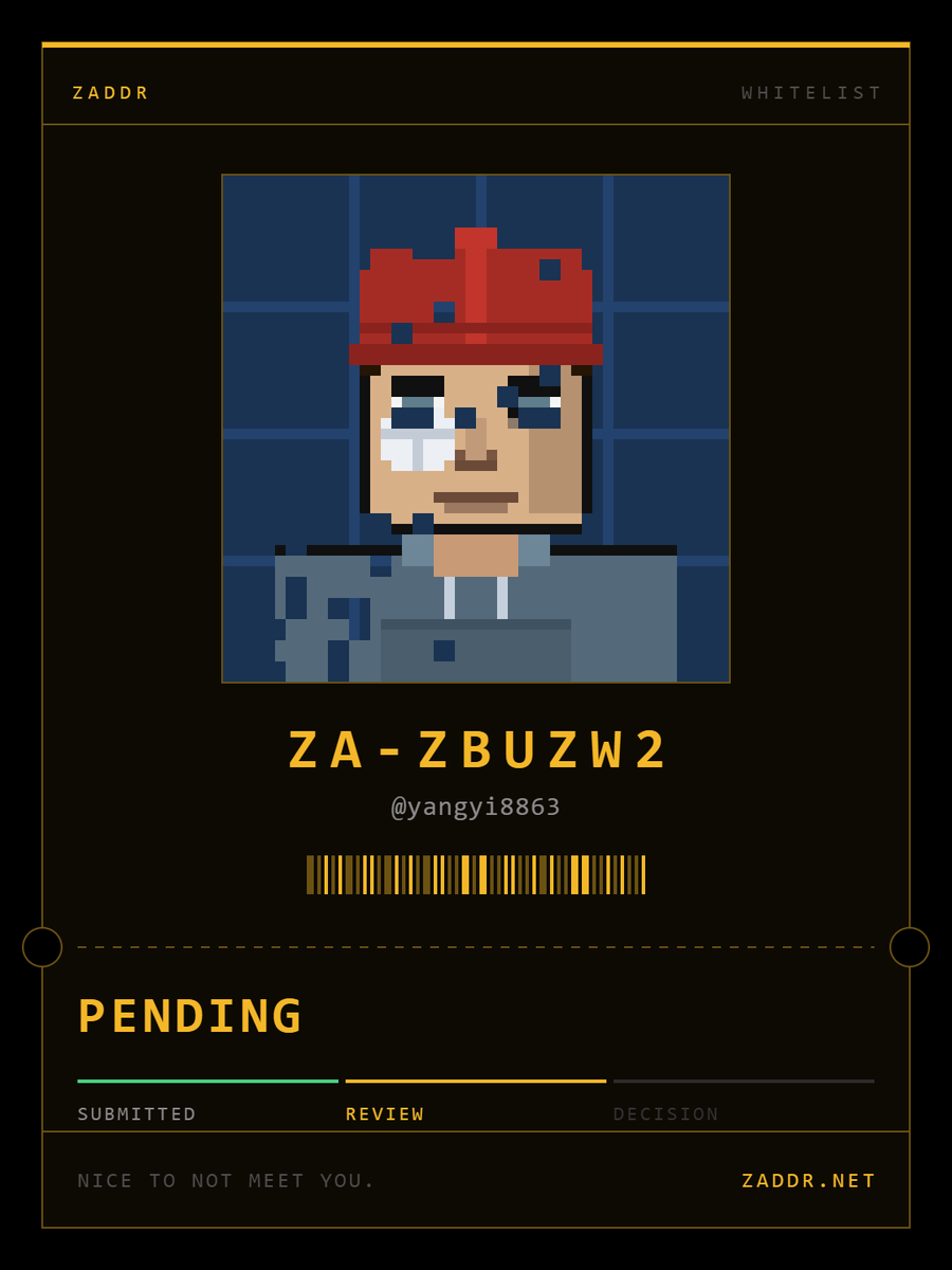 yangyi8863's tweet photo. I hope it's not too late.
Applied for the ZADDR whitelist. Ticket ZA-ZBUZW2. 2,800 shielded faces on Zcash. @zaddrnet https://t.co/7BlasWZXDZ https://t.co/AmKVxtz0hw