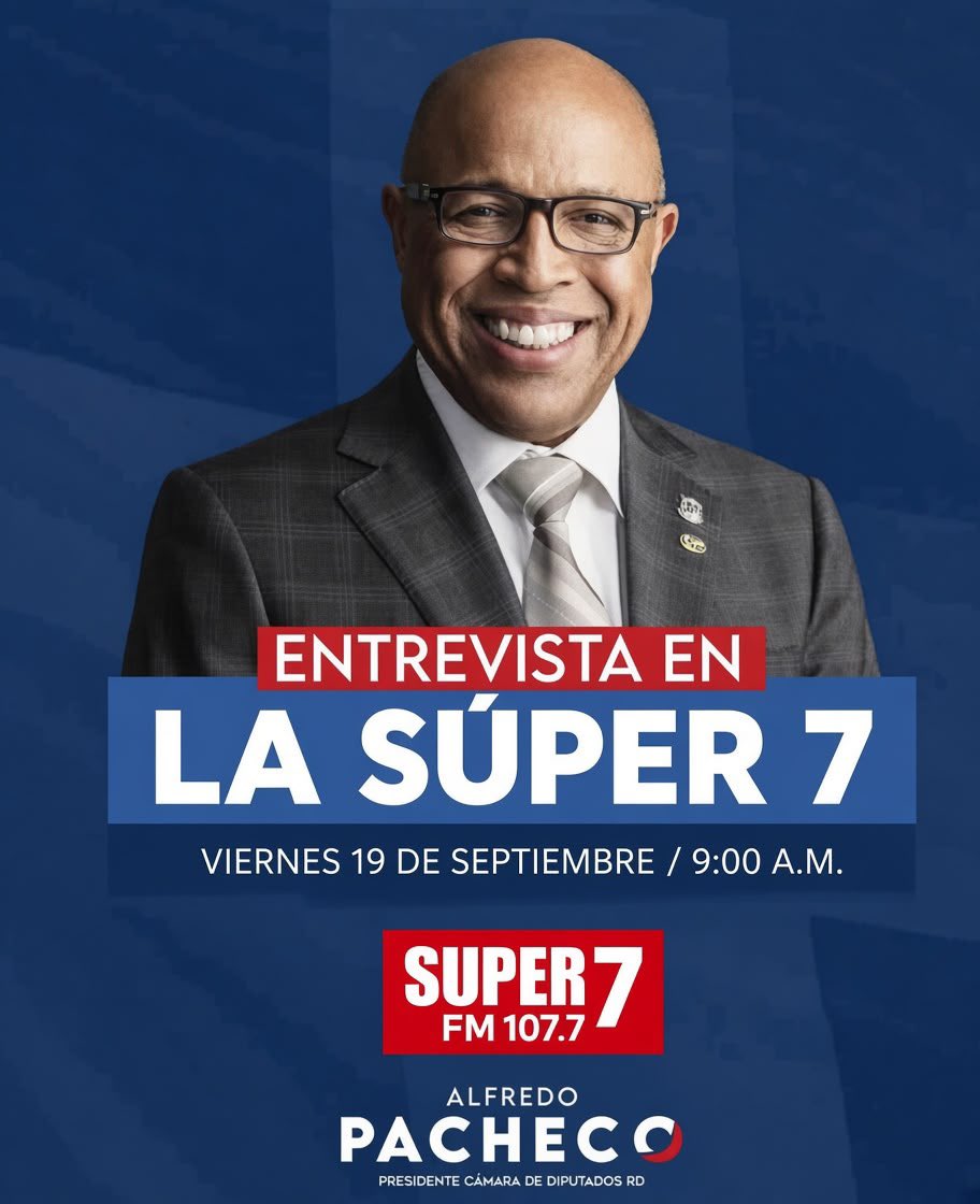 Pachecoalfredoo's tweet photo. 📻 Sintoniza mañana, a partir de las 9:00 a. m. que estaré en el programa «La Súper 7», por @super7fm, donde abordaremos temas de interés nacional 🇩🇴.

¡Conéctate con nosotros! 

#AlfredoPacheco https://t.co/RraTSzzdVP