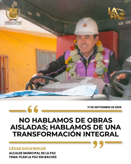 AlcaldiaLPZ's tweet photo. El alcalde César Dockweiler destacó que el plan "La Paz sin Baches" no es una acción aislada, sino parte de la planificación urbana 2026–2029 para mejorar la infraestructura y la circulación vial de la ciudad. 🚧🏙️
#LaPazSinBaches #GAMLP #GestiónDockweiler #LaPazCapitalDelCielo https://t.co/AznMQXhTz6