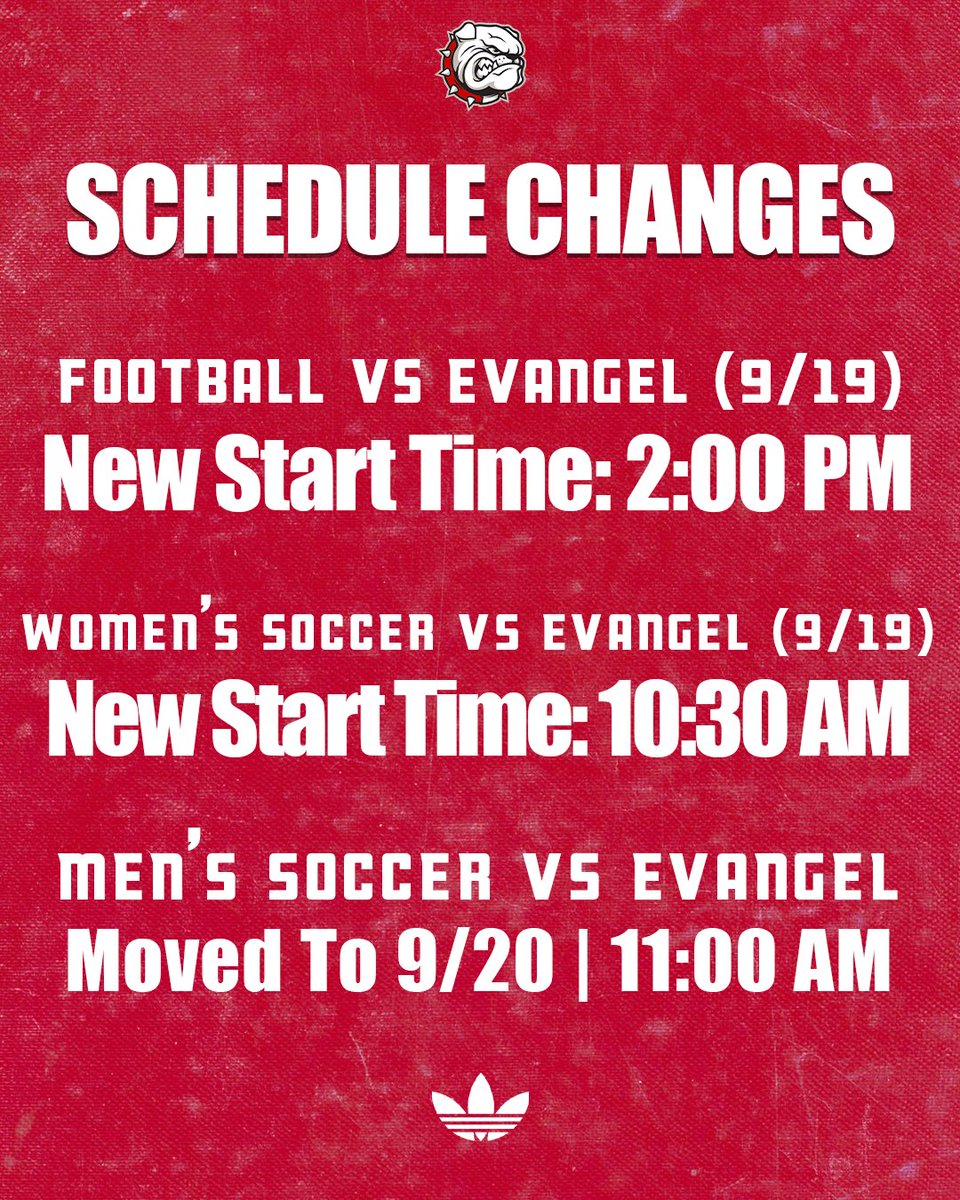 MAC_Bulldogs's tweet photo. Schedule changes have been made for the upcoming weekend‼️

#BulldogPride https://t.co/PhK7eROgKX