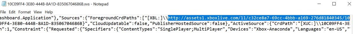 xboxarchiver's tweet photo. The CDN links are in a .xvs text file that downloads at the same time anything is downloaded from the store. It's useful for restoring broken achievements, removed exploits, broken features and game modes, removed content, etc. https://t.co/IQ4G5Byze4