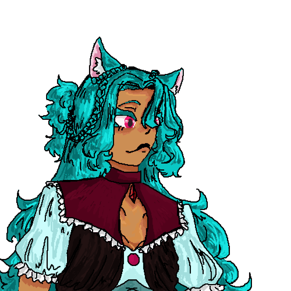 Miel_Lya's tweet photo. Lina's here again! Accompanied of her ssweet girl Luna! 
I drew them during #Artfight fo my profile!  
I am hoping for one day having a #VGenCode !  #ArtistOnTwitter #art https://t.co/wgzgoHmp6y