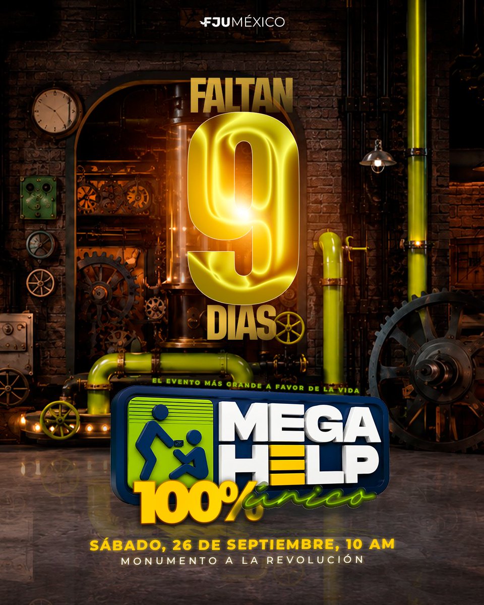 FJUMX's tweet photo. Faltan 9 días para el Mega Help 🎗️🌻Prepárate para vivir una experiencia inolvidable a favor de la vida. 🌟🗓️ Sábado 26 de septiembre | 10:00 a.m.📍 Monumento a la Revolución
#MEGAHELP https://t.co/MKyUfu3hne