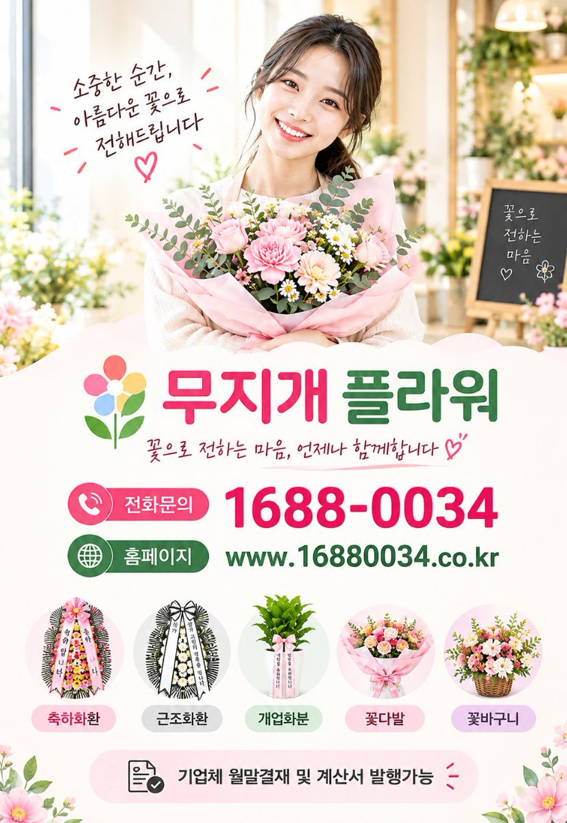06anwlro's tweet photo. 🌸 전국꽃배달 🌸
🚚 전국 무료당일배송으로 빠르고 안전하게 배송합니다
🧾 세금계산서 발행 가능
💐 꽃다발 · 꽃바구니 · 관엽식물 · 동·서양란 등 다양한 
      상품을 합리적인 가격에 만나보세요.
📞 1688-0034
🌐 https://t.co/wL9wwsD1vg
blog https://t.co/tL1txiFNjj https://t.co/V6gziU9e1W