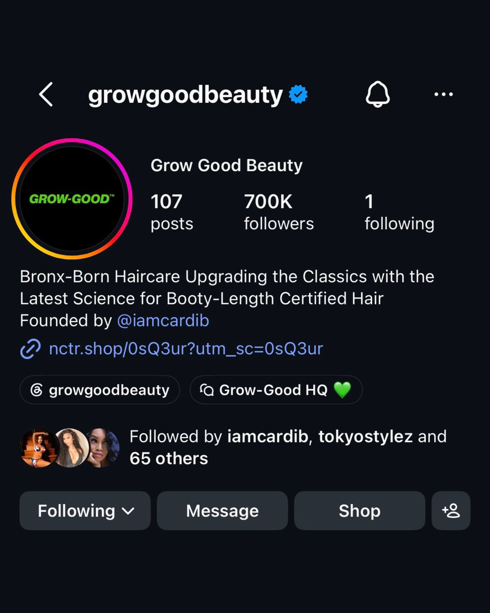 BardiUpdatess's tweet photo. Cardi B’s Grow Good Beauty has now surpassed 700,000 followers on Instagram!

It’s the most followed celebrity hair care brand on the platform. https://t.co/jlci8NeYYS