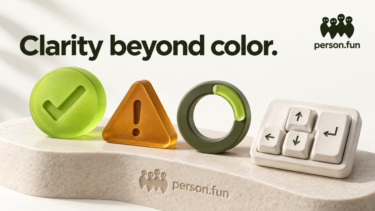 persondotfun's tweet photo. A green indicator should not be the only explanation that an action succeeded.

For https://t.co/4CJ8Y6StGe, clear interaction design means pairing visual states with information people can actually use.

An error needs a readable explanation. A waiting state needs to remain distinguishable from a completed one. A focused button needs to be visible when someone navigates with a keyboard.

Motion deserves the same consideration. An animation can help explain a transition, but the action should remain understandable when motion is reduced.

These are practical criteria for reviewing the interface as it develops.

People use different devices, different input methods and different display settings. The product should communicate what happened and what comes next across those conditions.

That is the standard worth building toward.