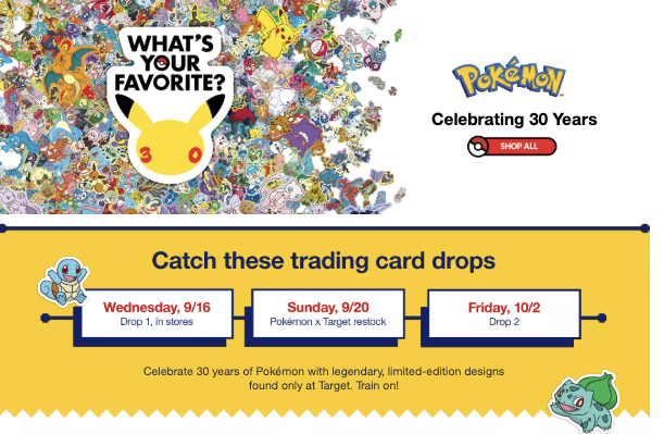 PokemonRestockr's tweet photo. Target just confirmed more Pokémon 30th Celebration drops coming 🎯✨

📅 Sunday, 9/20: Pokémon x Target Restock
📅 Friday, 10/2: Drop 2
Looks like yesterday’s in-store release was only the beginning. More 30th Celebration product is coming to Target very soon

We’ll post updates as soon as we see more details🔔