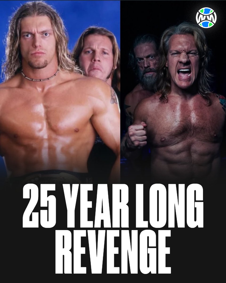 WrestlingWCC's tweet photo. It took 25 years, but Adam Copeland finally got his photoshoot revenge on Chris Jericho 💀 https://t.co/mTRuOd6UUJ