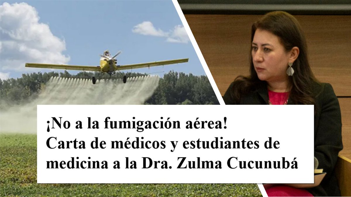 Soberania_Col's tweet photo. ⚕️ ¡No a la fumigación aérea! Carta de médicos y estudiantes de medicina a la Dra. Zulma Cucunubá

Petición para que la directora del Instituto Nacional de Salud impida la aspersión de glufosinato de amonio por su impacto en la salud

🔗Lea y firme aquí: https://t.co/LxaF0Ka6av https://t.co/FBAgxSy3ed