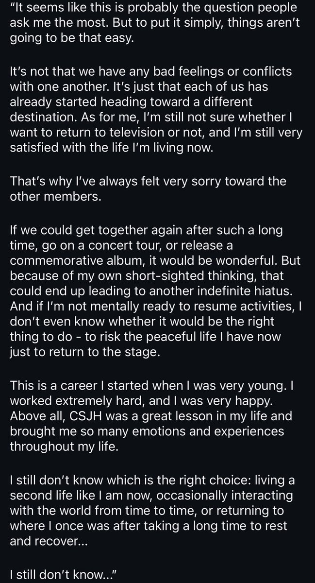 CSJHTheGrace_'s tweet photo. DANA answered a question about reunion with The Grace’s members.

“I've always felt very sorry toward the other members. If we could get together again after such a long time, go on a concert tour, or release a commemorative album, it would be wonderful.” https://t.co/et3EUaIpVv