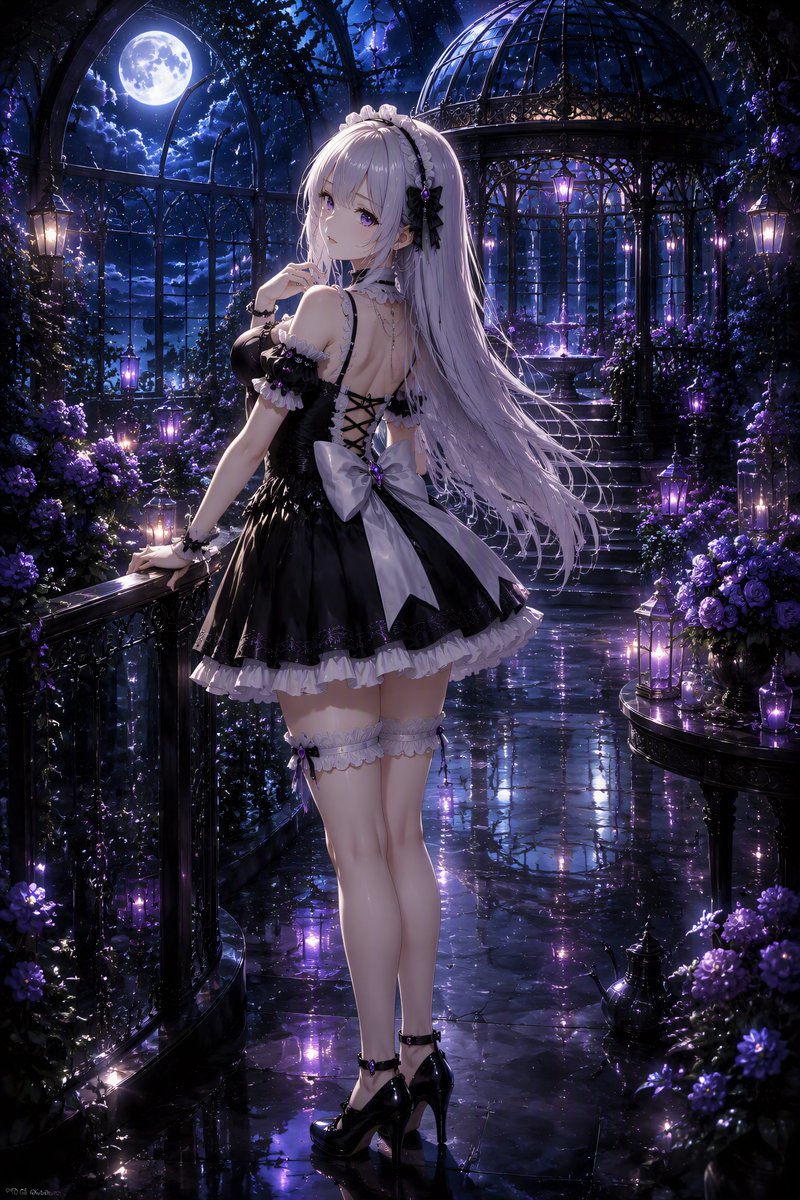 moonworks_jp's tweet photo. 月明かりに染まる紫の温室

静寂の中で咲く花々と、
アメジストの輝きを纏った少女

#AIイラスト #AIGirl #幻想的 #ファンタジー https://t.co/kt7TE5T67z