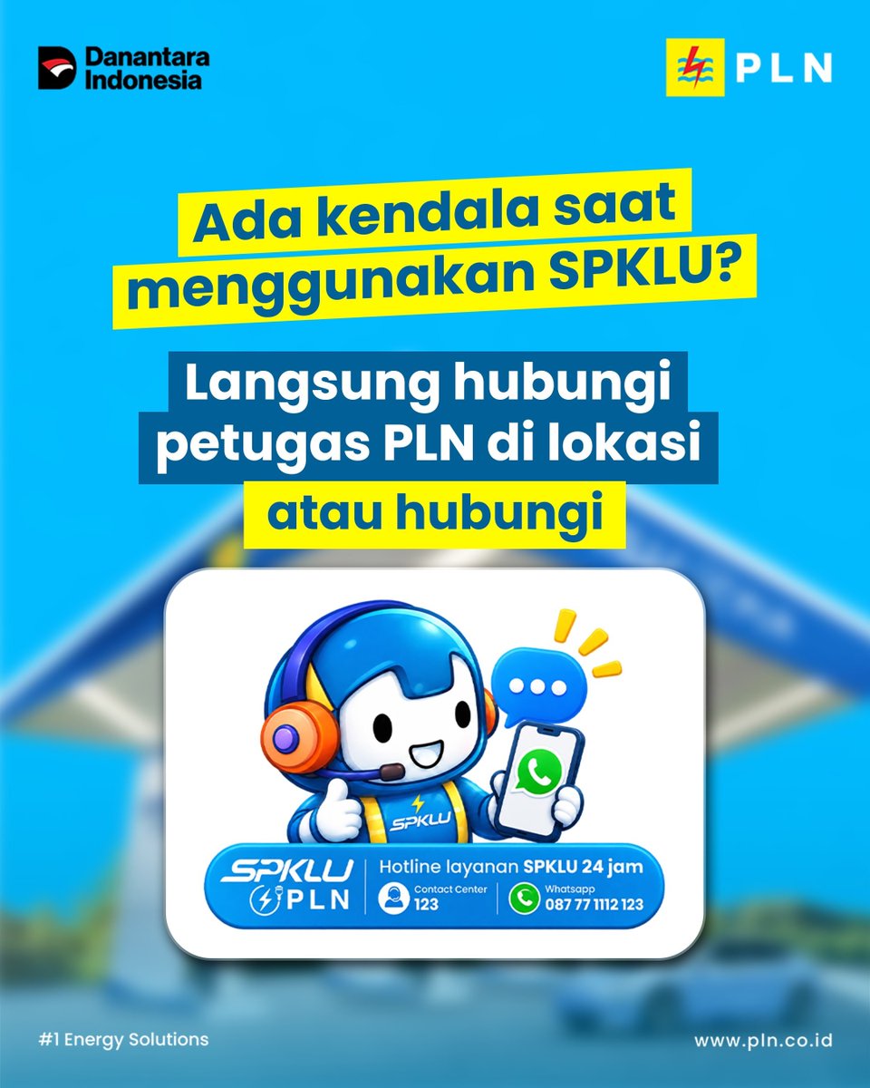 pln_jabar's tweet photo. Ada kendala? Hubungi petugas PLN di lokasi atau hubungi hotline layanan SPKLU 24 jam. ⚡

#PLN #PLNUntukIndonesia #SPKLU #EVeryday https://t.co/vZhv2HU9Ia