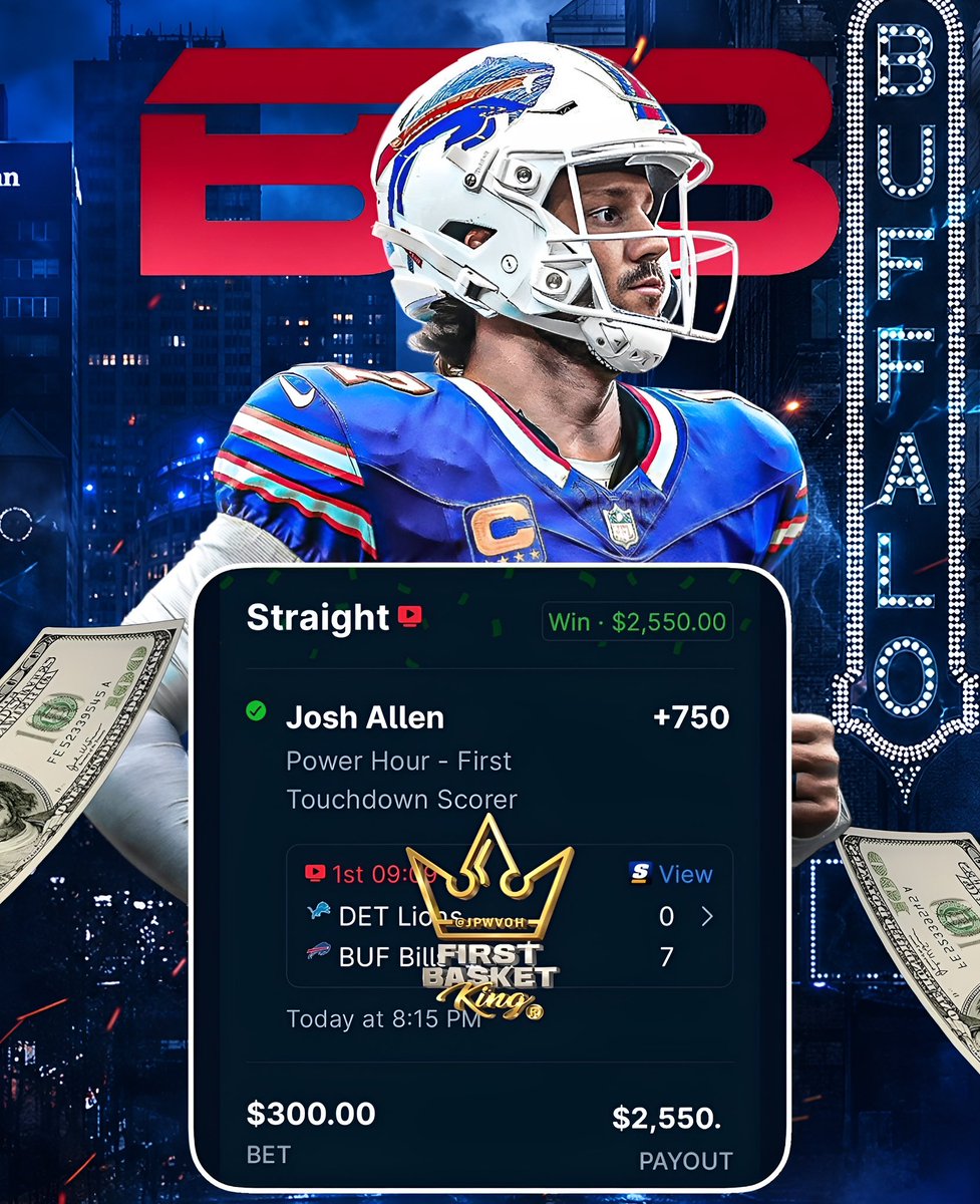 BTBSupport's tweet photo. Josh Allen First Touchdown 💨 💨 
(@JPWVOH) 👑 

+750/+980✅
$400 👉 $3,630 💰💰 

The First Anything King 👑 
🔗 https://t.co/nrJMDxcJ8A https://t.co/8svf6LmeEI