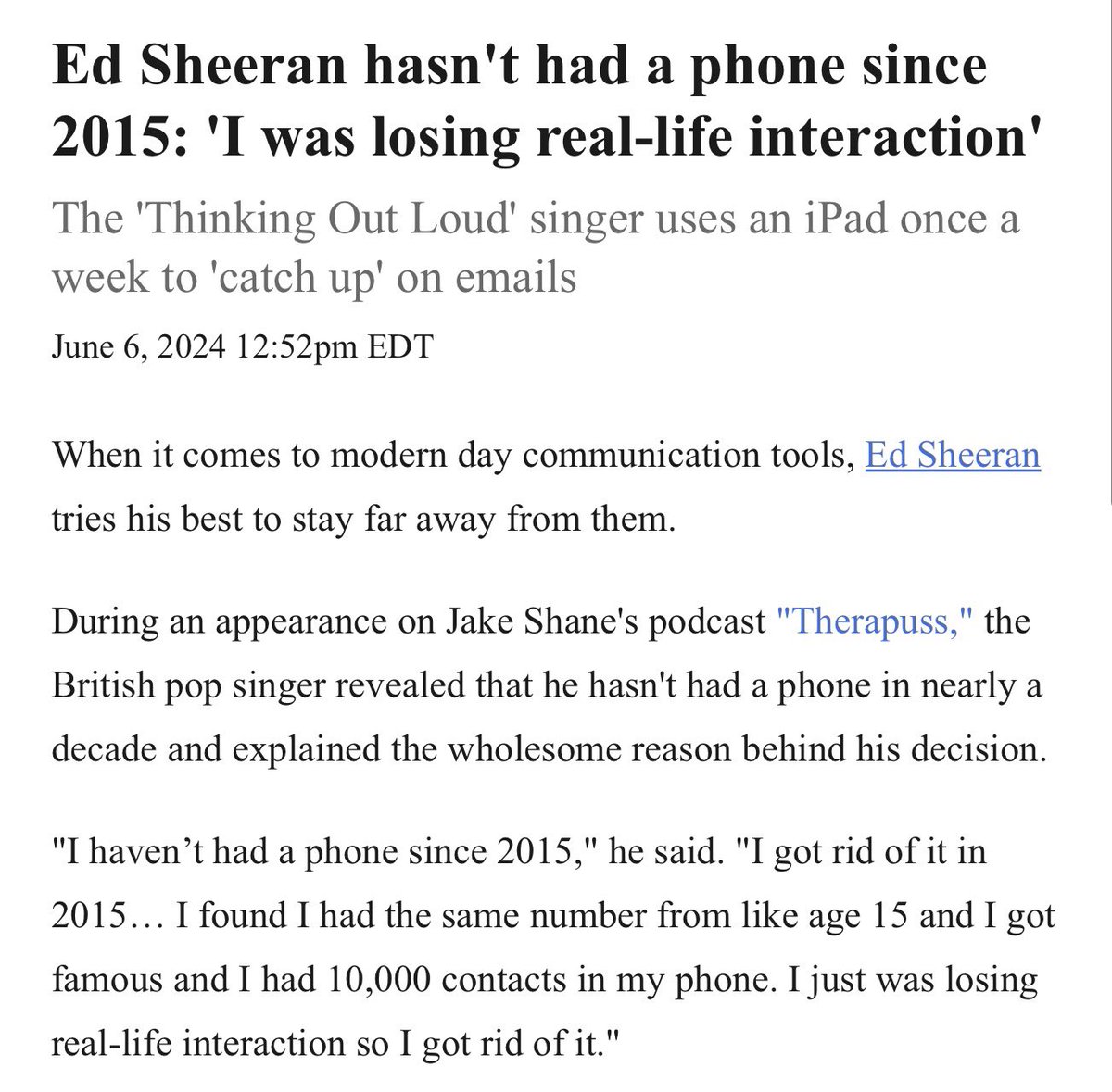 ginamilan_'s tweet photo. I hope people realize what an absolute piece of shit Macklemore is and what he did to Ed Sheeran. It was one of the grimmest things I’ve seen, especially when HE WAS THE ONE WHO ASKED ED TO OPEN FOR HIM.

I’m genuinely starting to wonder if they set Ed up and if this was all intentional.

I’ve been a fan of Ed for years, and he has never been someone who seeks out drama. He’s always just been about his music. He got rid of his phone over a decade ago and is famously disconnected from social media, using an iPad to communicate through email and FaceTime.

If you know anything about Ed, you know that’s the kind of person he is. He loves music. He loves performing. He loves being around people. He keeps to himself and stays in his own lane.

That’s why seeing him dragged into this is so infuriating. To the people who did this to him, I wish you nothing but karma. You deserve every bit of it that comes back around.
