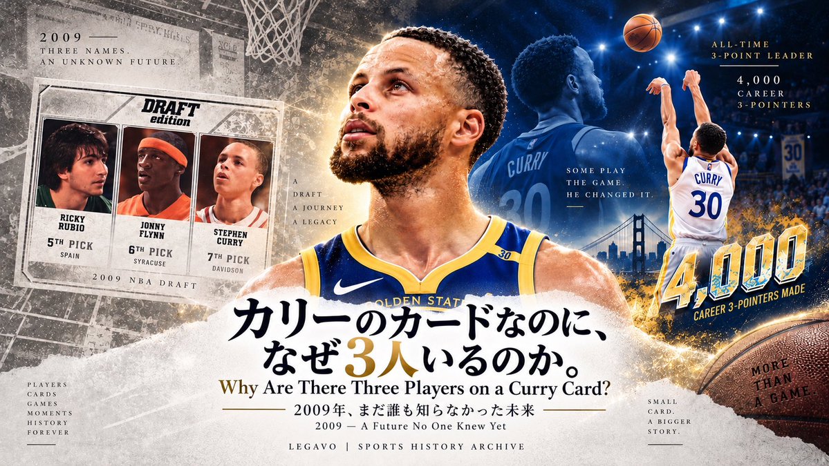 legavo_archive's tweet photo. 『伝説の始まり』
▶︎ 2009年NBAドラフト
・5位 Rubio
・6位 Flynn
◎ 7位 Curry
わたしが購入した一枚のカードには【3人】が並んでいる。
���では結末を知っている。でも当時は誰も未来を知らなかった。
なぜ、このカードを残すのか?
【無料note第2弾】で語ります
#LEGAVO #NBA #stephencurry https://t.co/zll5pljPlE