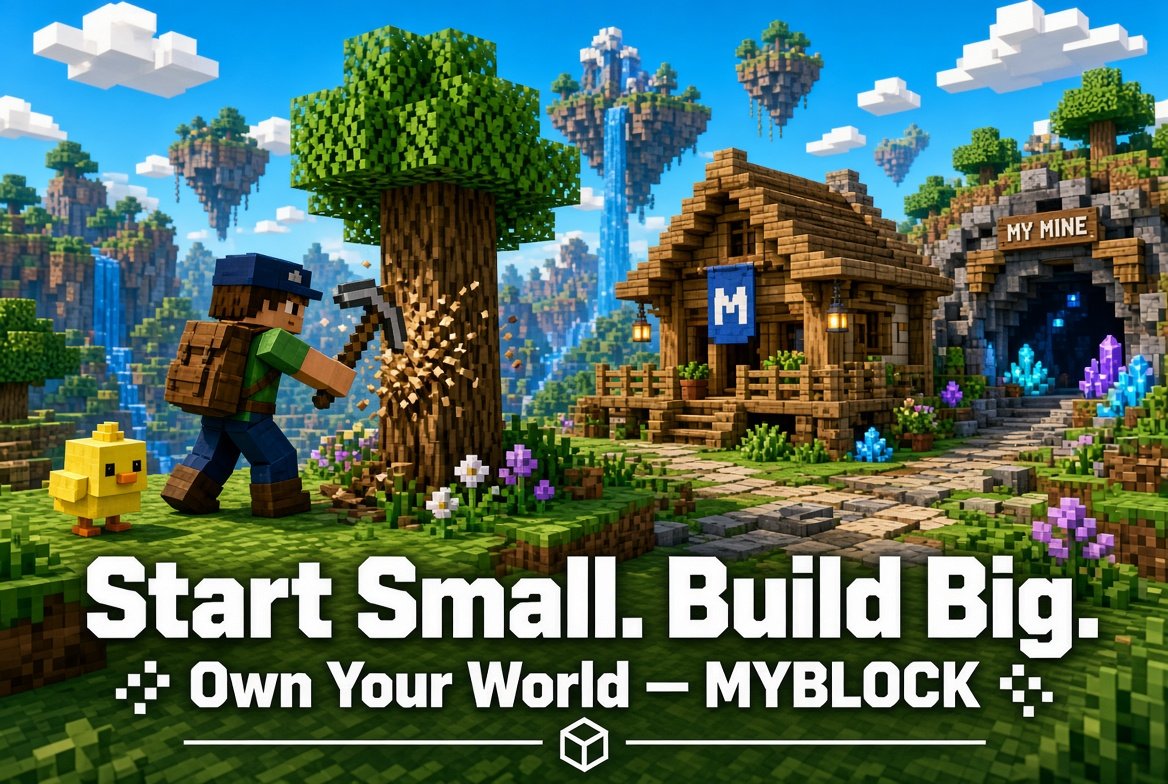 myblock_top's tweet photo. Start small.Wooden pickaxe. One tree. A yellow chick following you. A shack you built yourself. Then the mine.That’s how MYBLOCK begins — not tap-to-win, not instant mint. You walk, chop, craft, and level up until the world actually feels like yours.2,000 of 2,500 whitelist spots are earned https://t.co/eCu06G6o70 your Genesis. Own your journey.🌐 https://t.co/4eIkpTUBnm#MYBLOCK #Web3Gaming #OnchainGaming #GenesisNFT