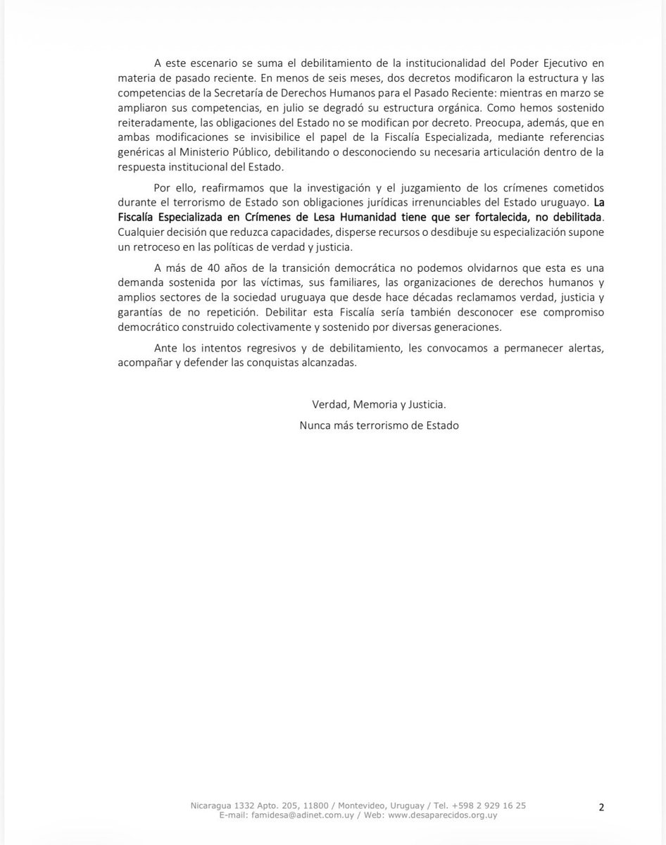 MarceAbdalaCNT's tweet photo. Mi respaldo absoluto a este comunicado de @famidesa que va en línea con la causa de nuestra clase trabajadora por memoria, verdad, justicia y nunca más terrorismo de estado! https://t.co/LrEYeTdfMz