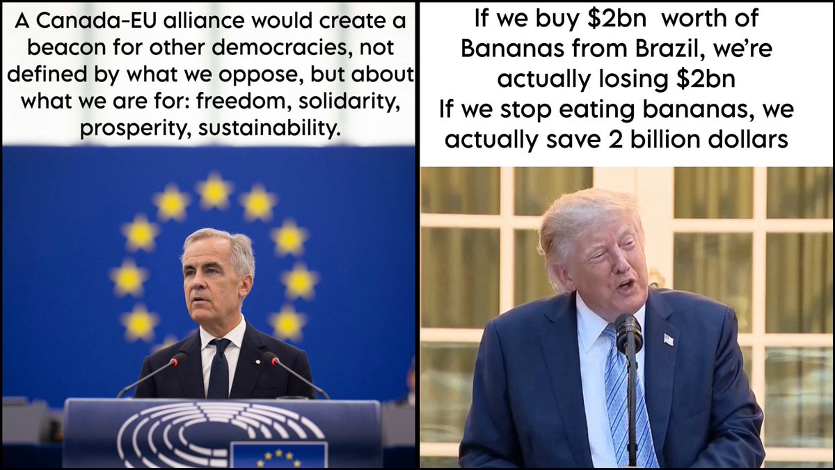 RMapleCan's tweet photo. Two leaders. Two speeches. Same day. https://t.co/ezCHPtRBoP