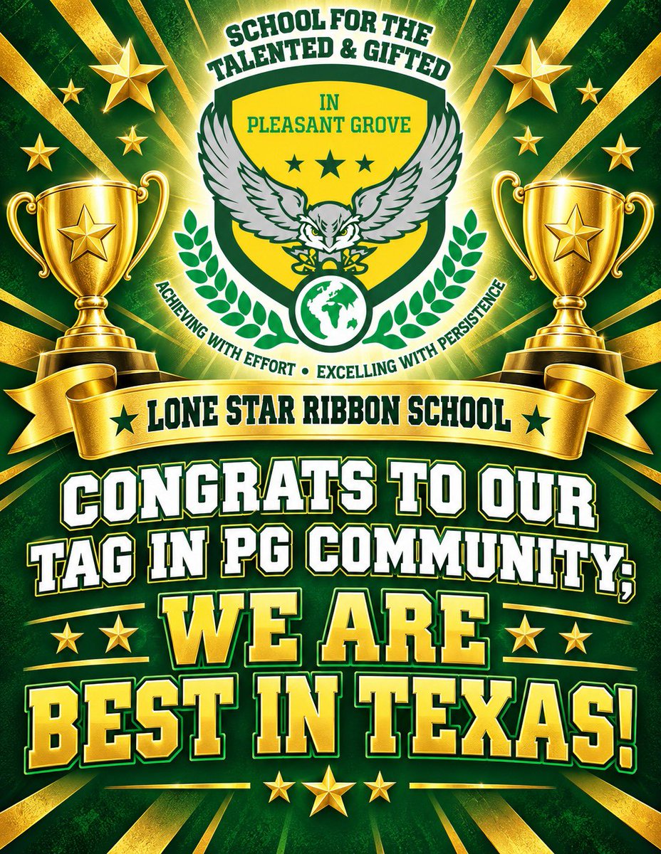 TAGinPG's tweet photo. @TAGinPG We believe persistence and consistency are the bedrock of excellence. We are proud to join the best public schools in Texas while building our own legacy 🦉🔥🏆Thank you 🎉 @dallasschools @DallasISDSupt  @ahsadallas @MJJackson1906  @SHussainDISD @THuittDISD @DrReyC https://t.co/Z4dDHHlKX2