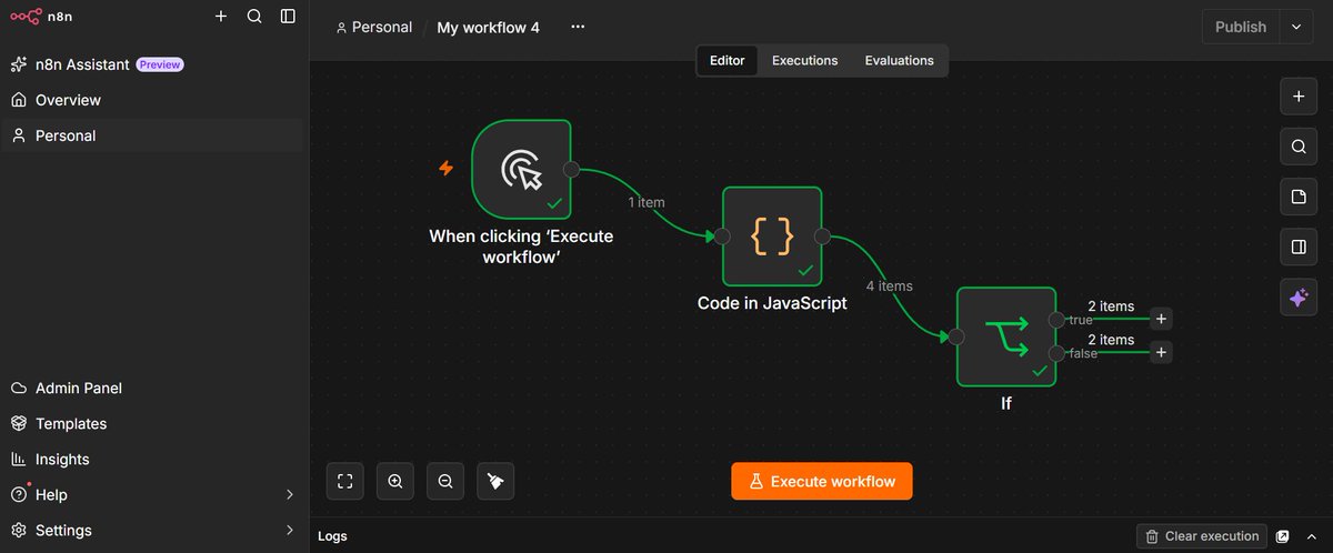 Chevy_12's tweet photo. Day 13 #100DaysOfAutomation
Not every item should take the same path.
Today I routed 4 payment records in n8n using an IF node.
Condition:
Payment
Status = Paid
Result:
True
-Opeyemi → Paid
-Daniel → Paid
False
-Grace → Unpaid
-Sarah → Unpaid https://t.co/i9TqvoGcwI
