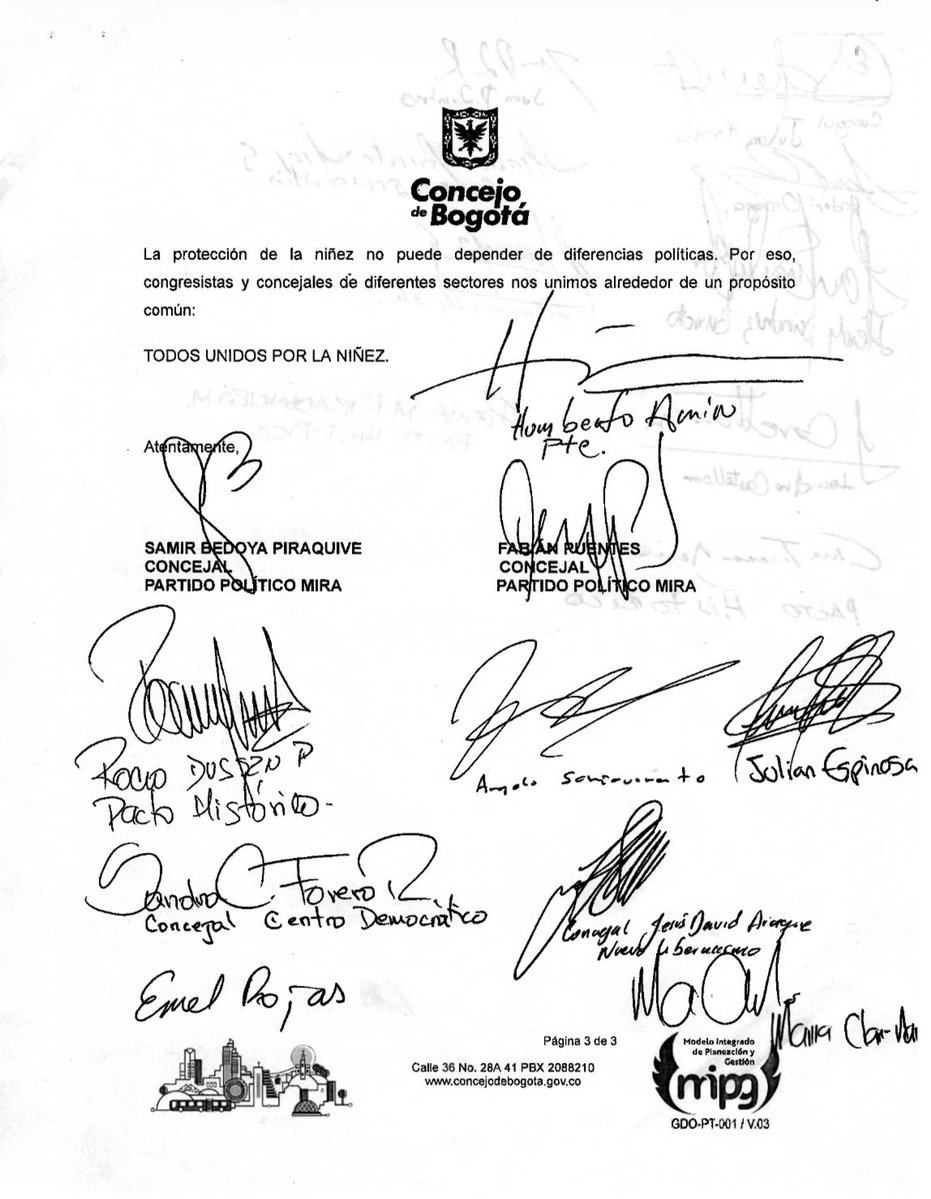 Fapuentess's tweet photo. Hoy desde la Bancada del @PartidoMIRA impulsamos una carta dirigida al presidente de la República @ABDELAESPRIELLA y a la gerente por Bogotá @clarasandoval firmada por varios concejales de distintos sectores políticos. La petición es concreta: acelerar la implementación integral del sistema de difusión masiva de la #AlertaRosa.