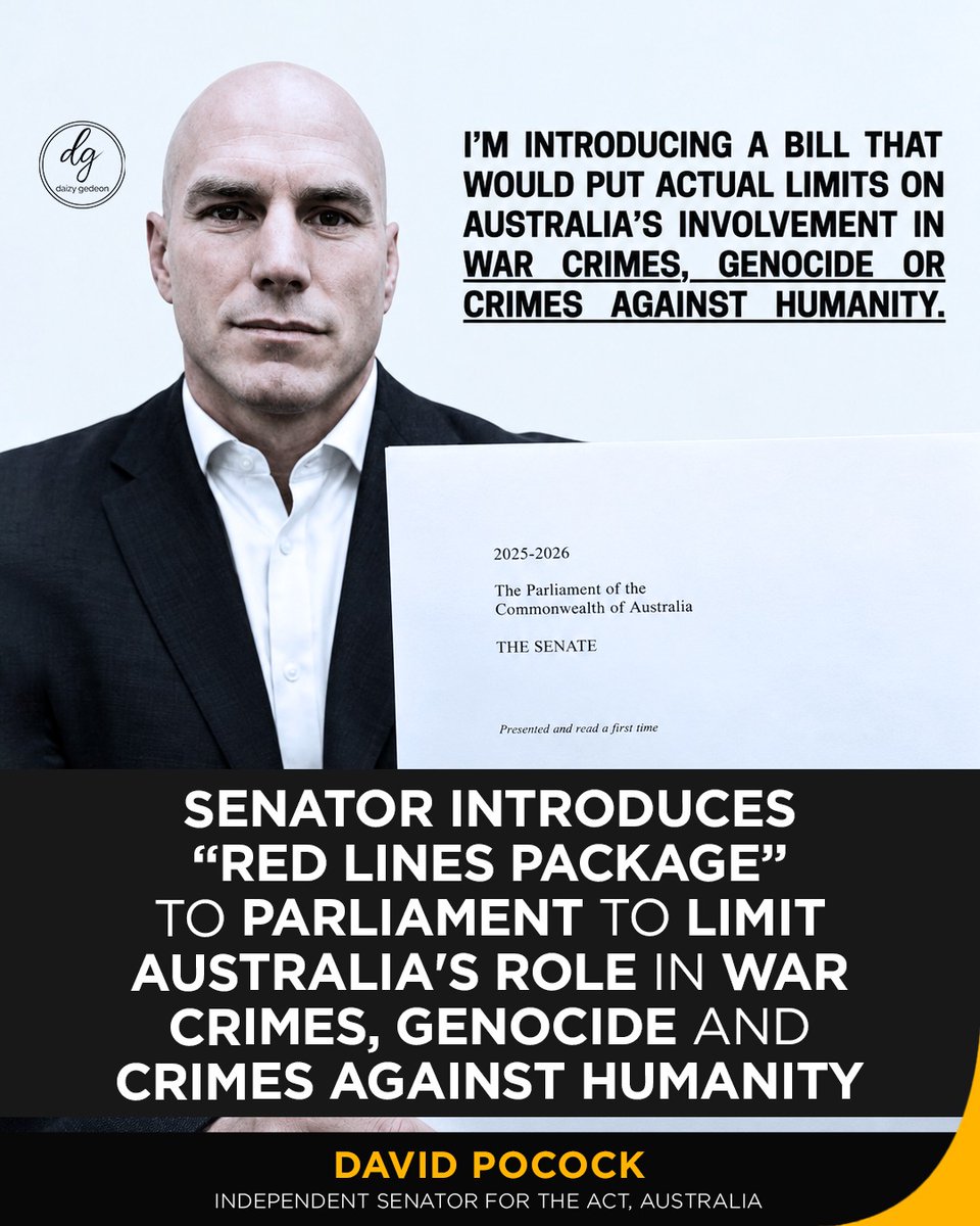DaizyGedeon's tweet photo. #Australia’s new Red Lines Package aims to end #profit from #warcrimes, #banningweapons exports & #illegalsettlement trade. After 3 years of claims that "nothing can be done," this bill creates actual legal boundaries.
Source: @davidpocock
#RedLinesPackage #FreePalestine https://t.co/xBERssxoa8